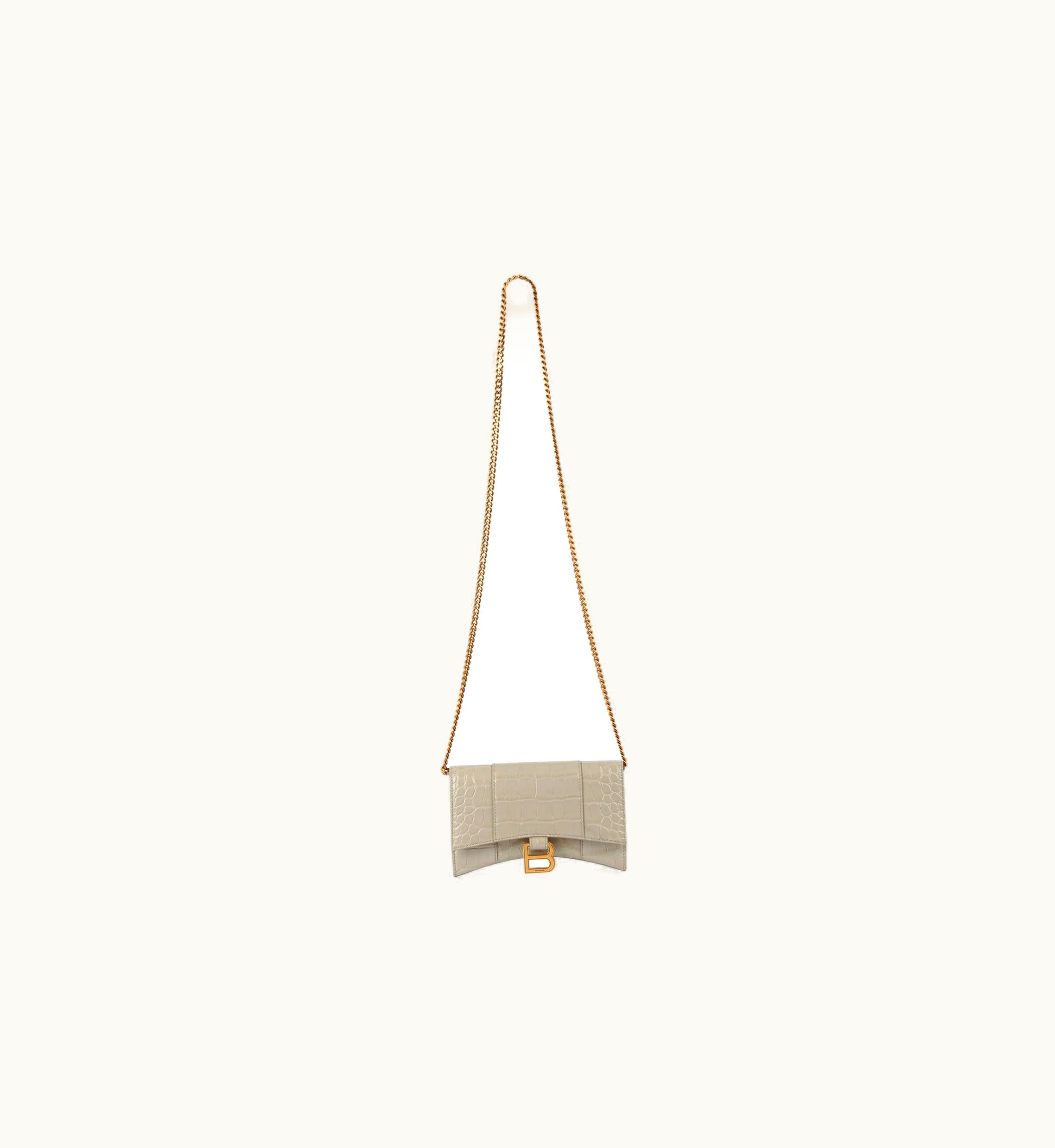 Balenciaga Hourglass Wallet On Chain Crocodile Embossed UZ0113515