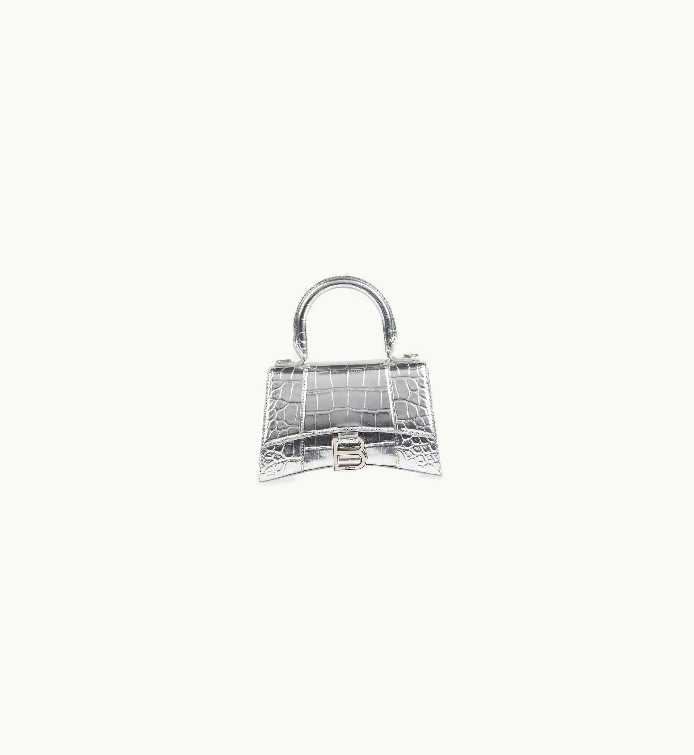Balenciaga Hourglass Xs Handbag Crocodile Embossed UZ0113551