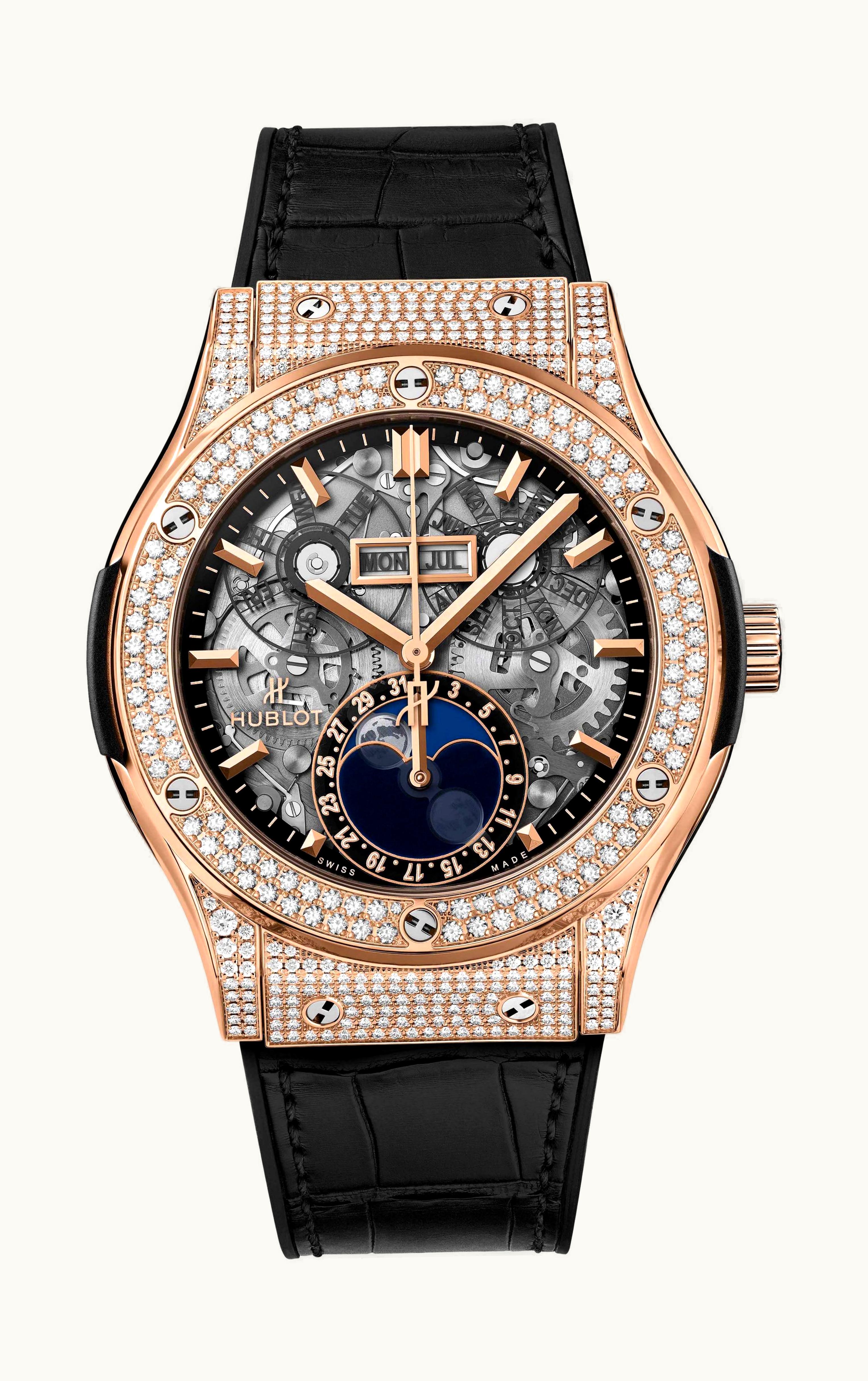 Hublot Classic Fusion Aerofusion Moonphase King Gold Pavé