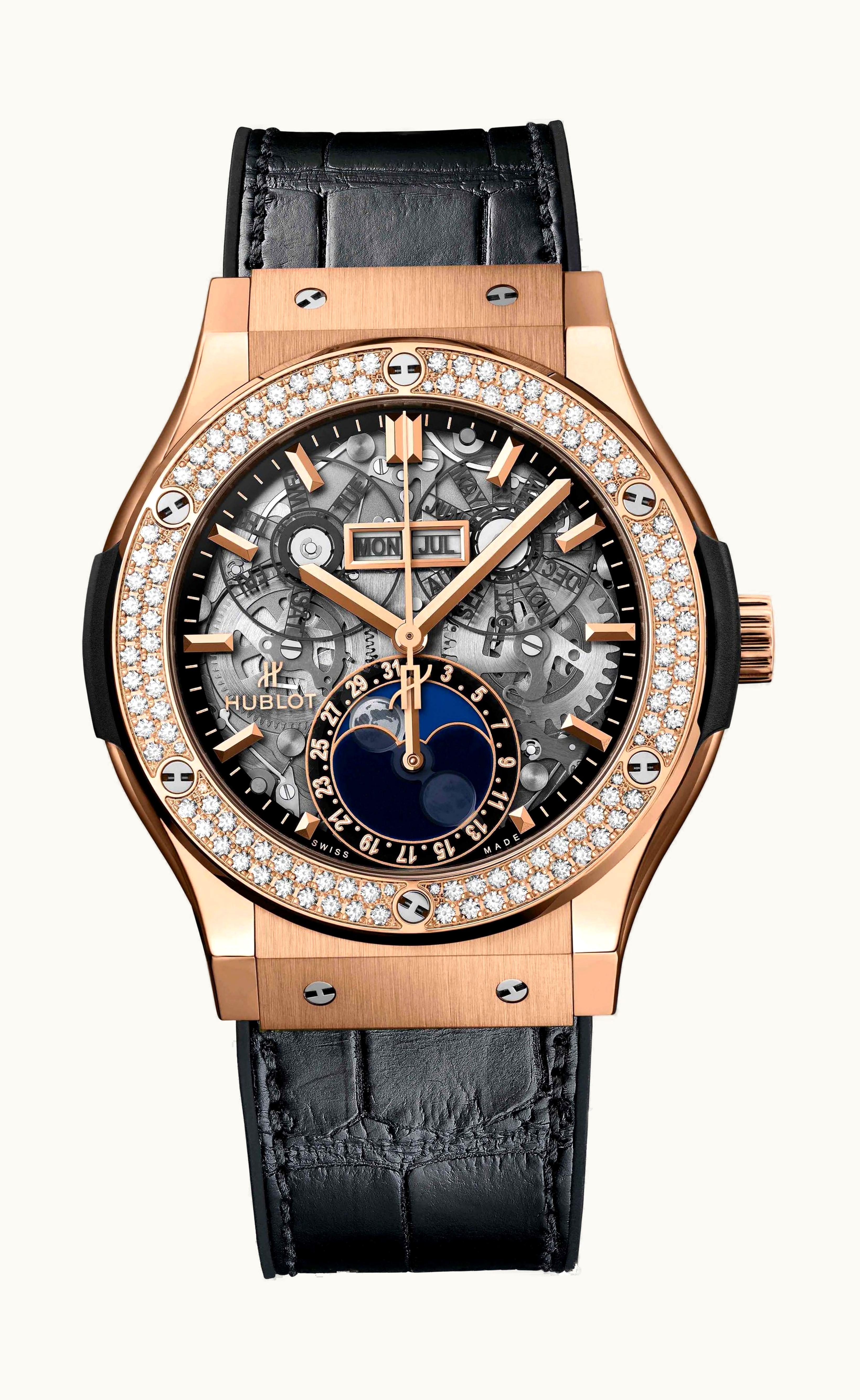Hublot Classic Fusion Aerofusion Moonphase King Gold Diamonds