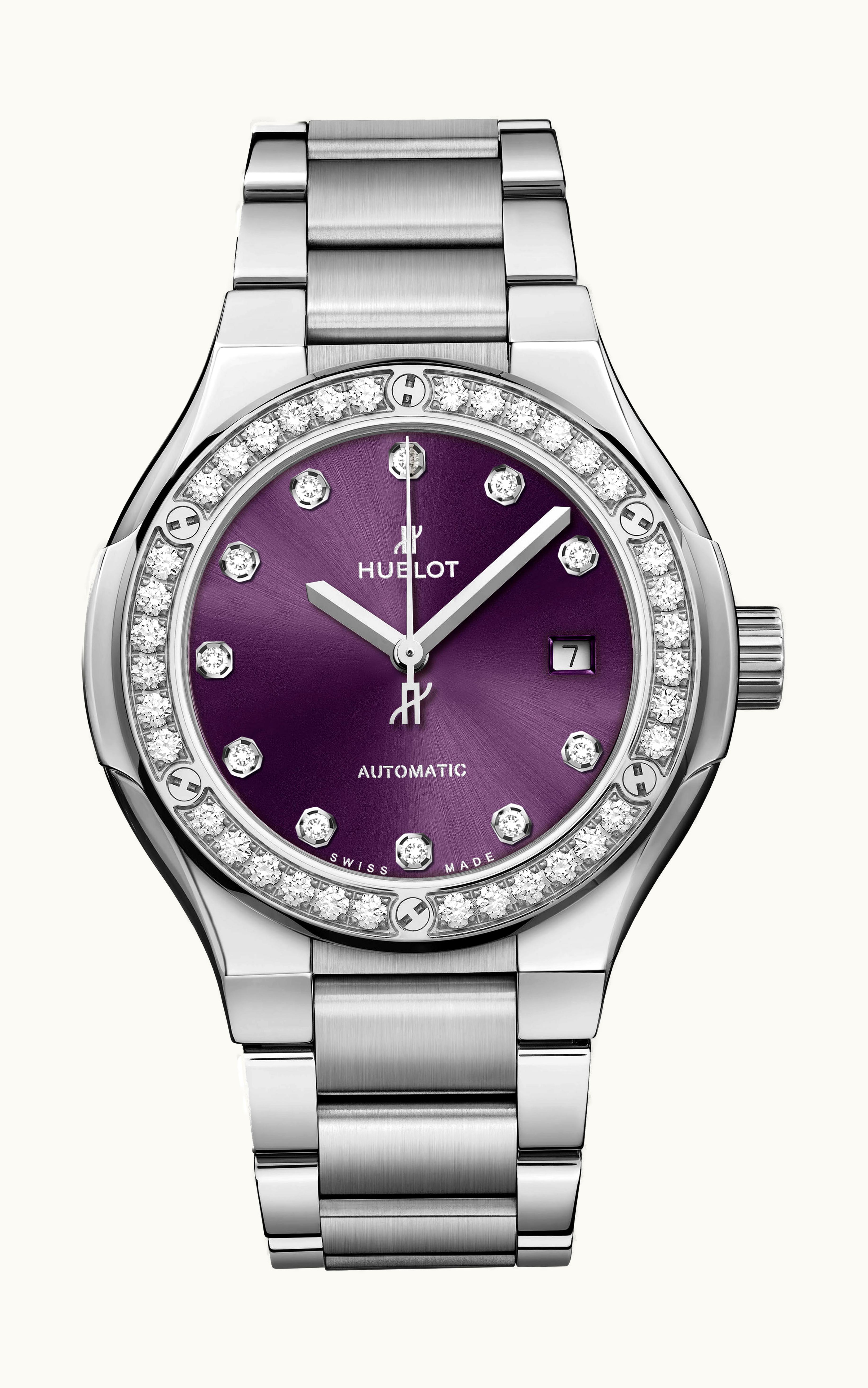 Hublot Classic Fusion Titanium Purple Diamonds Bracelet