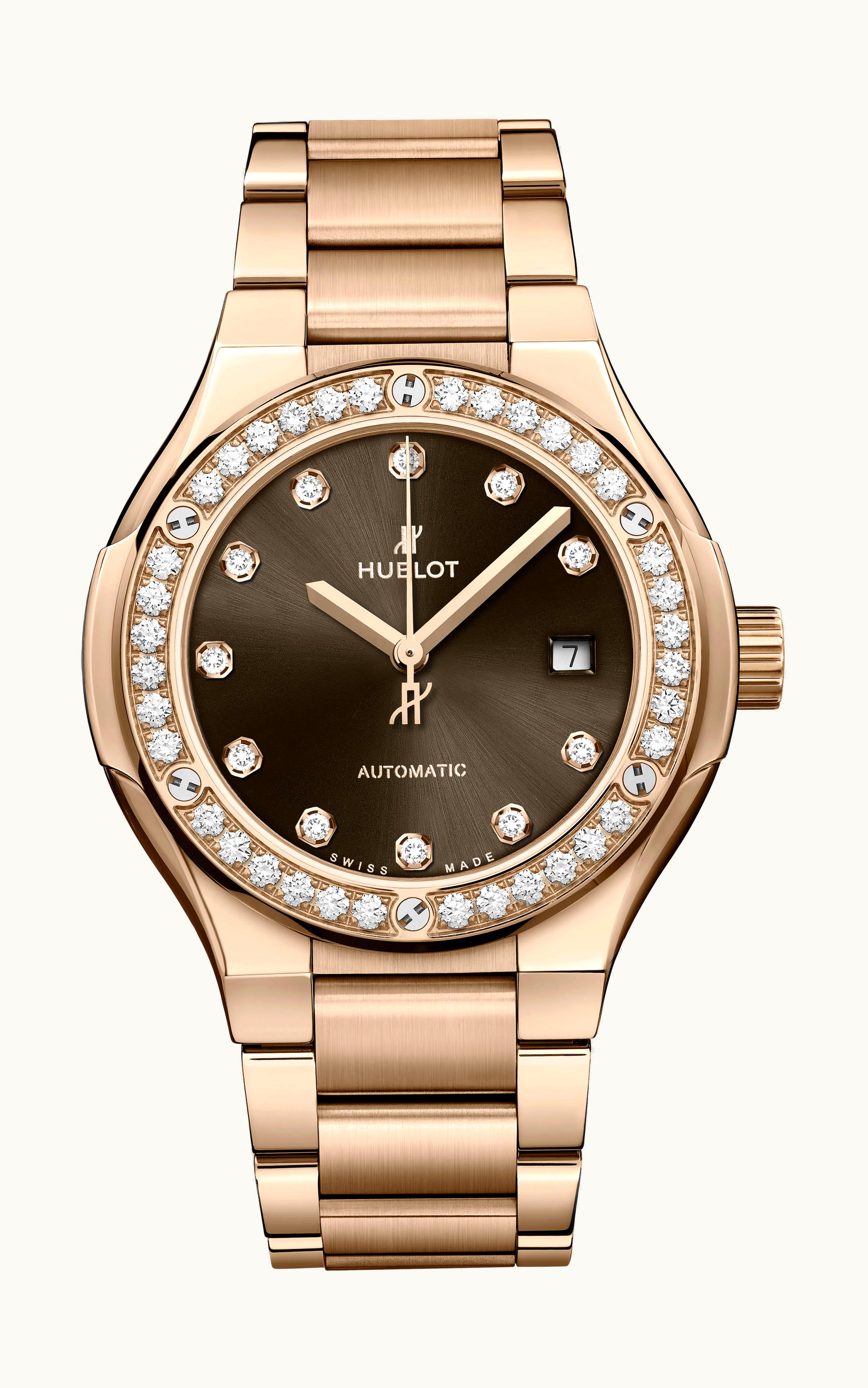 Hublot Classic Fusion King Gold Brown Diamonds Bracelet