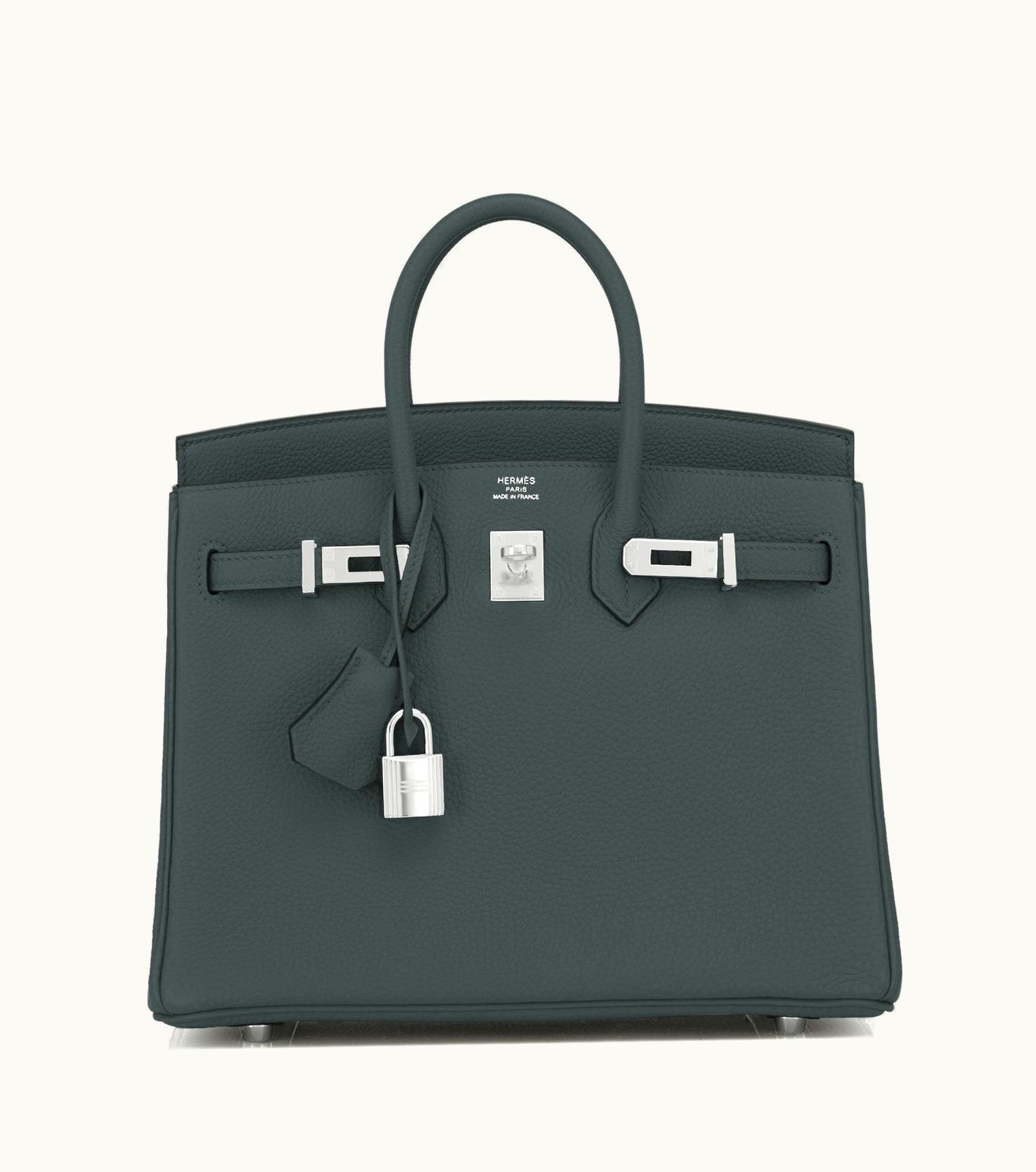 Hermès Hermès Birkin 25cm - Vert Rousseau - Togo - Retourne - Palladium (PHW)