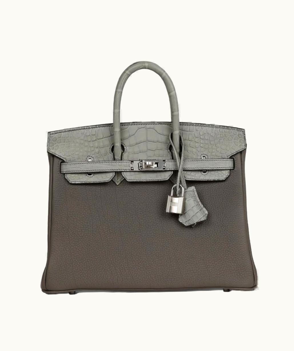 Hermès Hermès Birkin 25cm - Gris Meyer - Swift - Retourne - Palladium (PHW)
