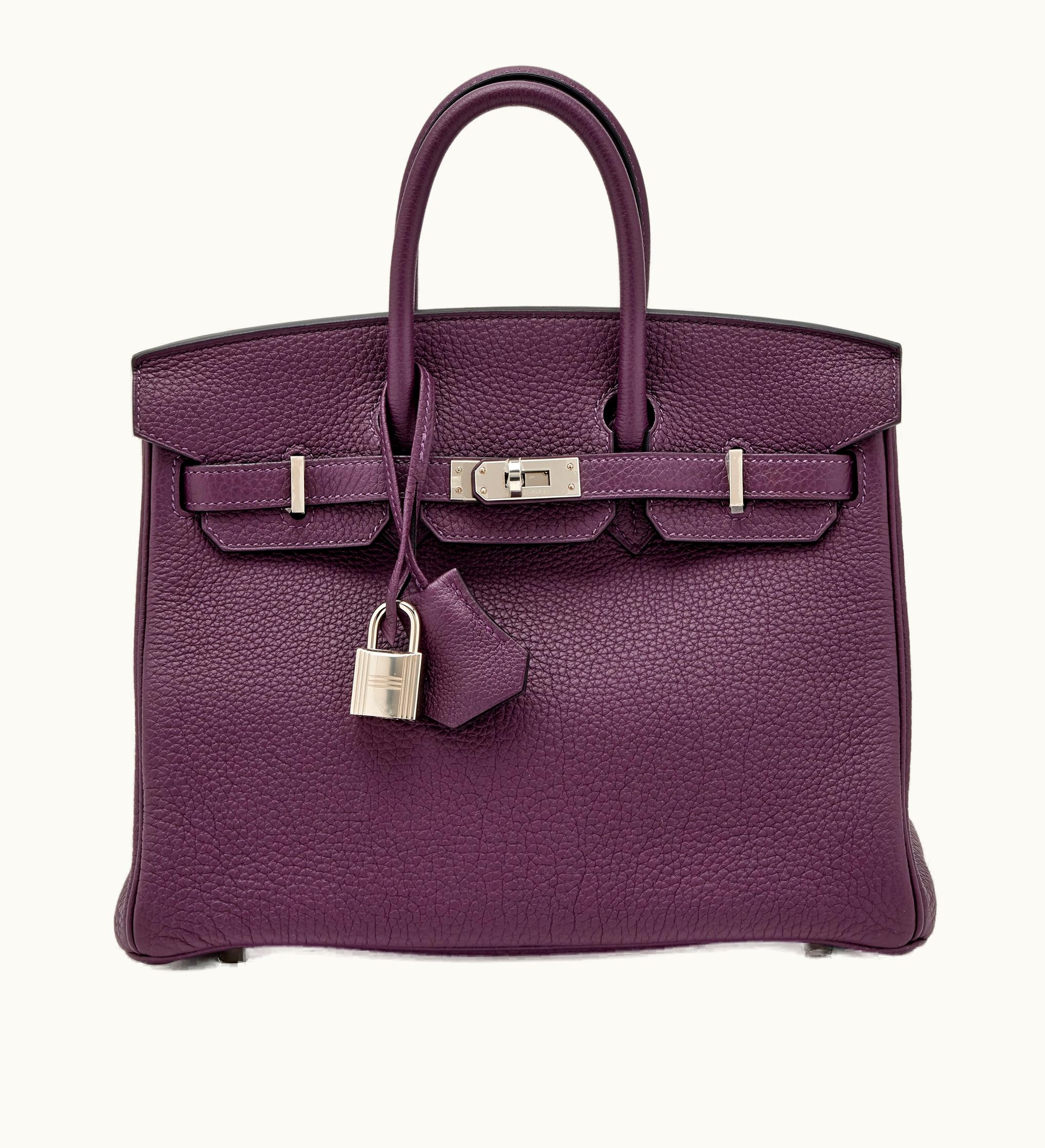 Hermès Hermès Birkin 25cm - Cassis - Clemence - Retourne - Palladium (PHW)