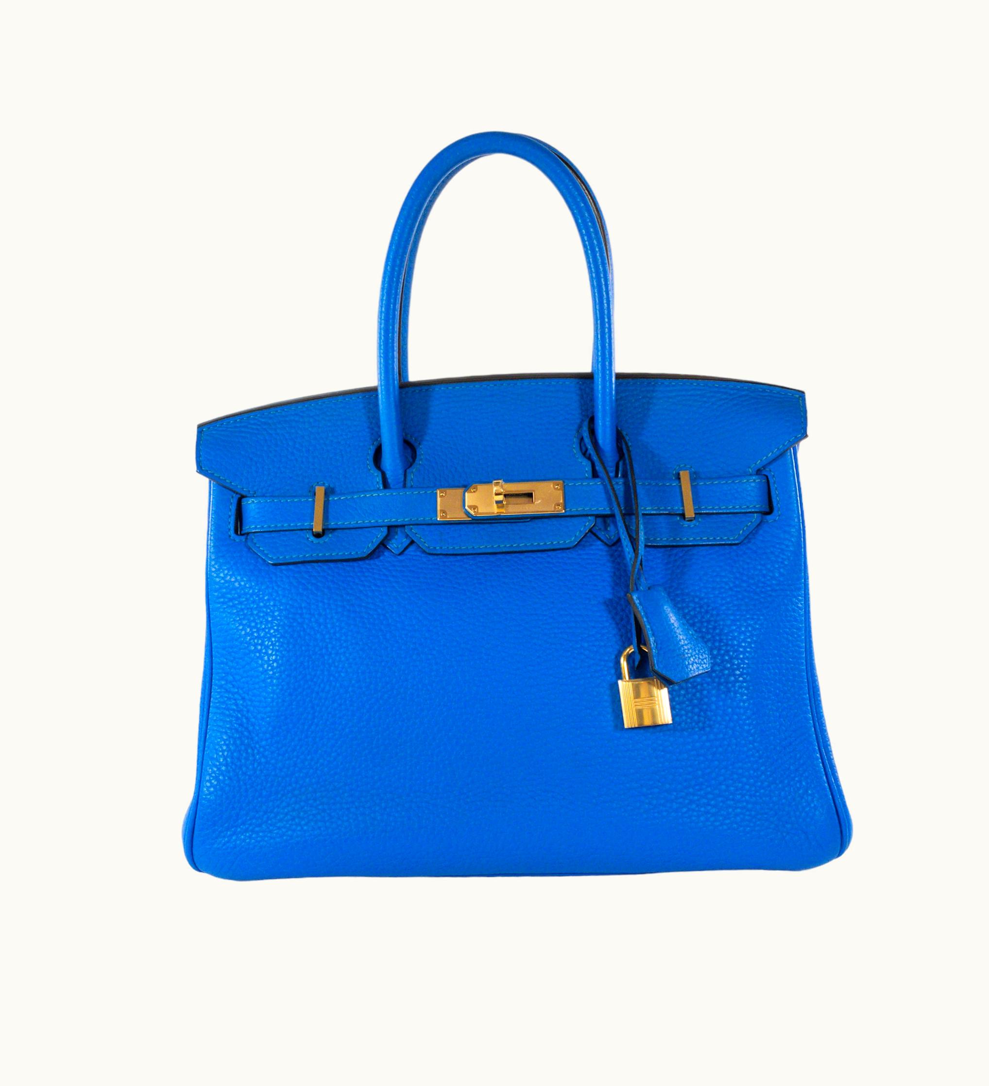 Hermès Hermès Birkin 30cm - Bleu Hydra - Togo - Retourne - Gold (GHW)