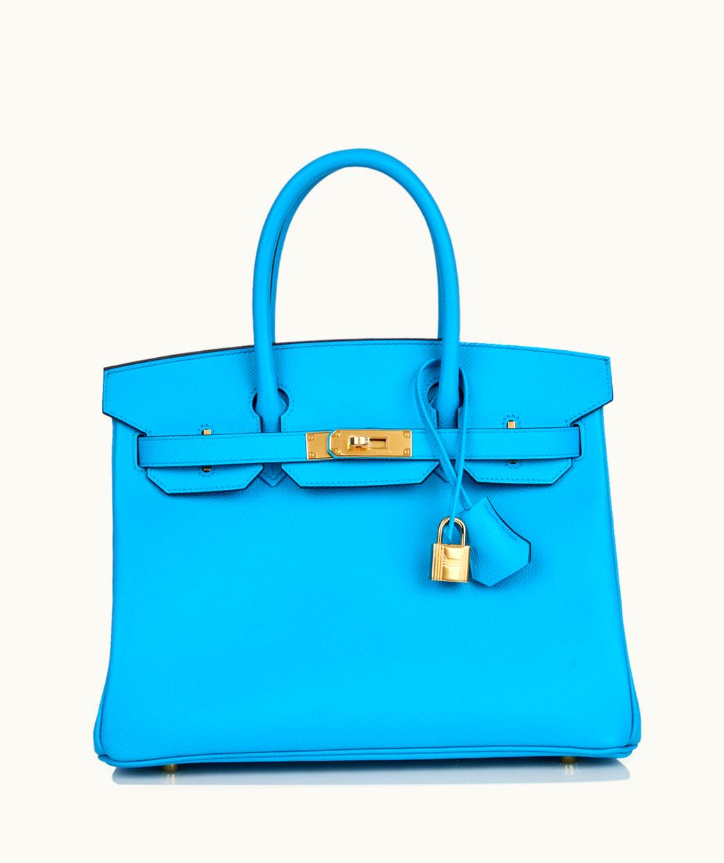 Hermès Hermès Birkin 30cm - Bleu Frida - Clemence - Retourne - Gold (GHW)