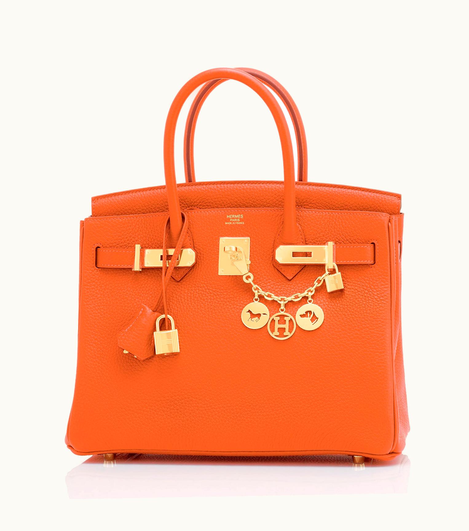 Hermès Hermès Birkin 30cm - Feu - Clemence - Sellier - Gold (GHW)