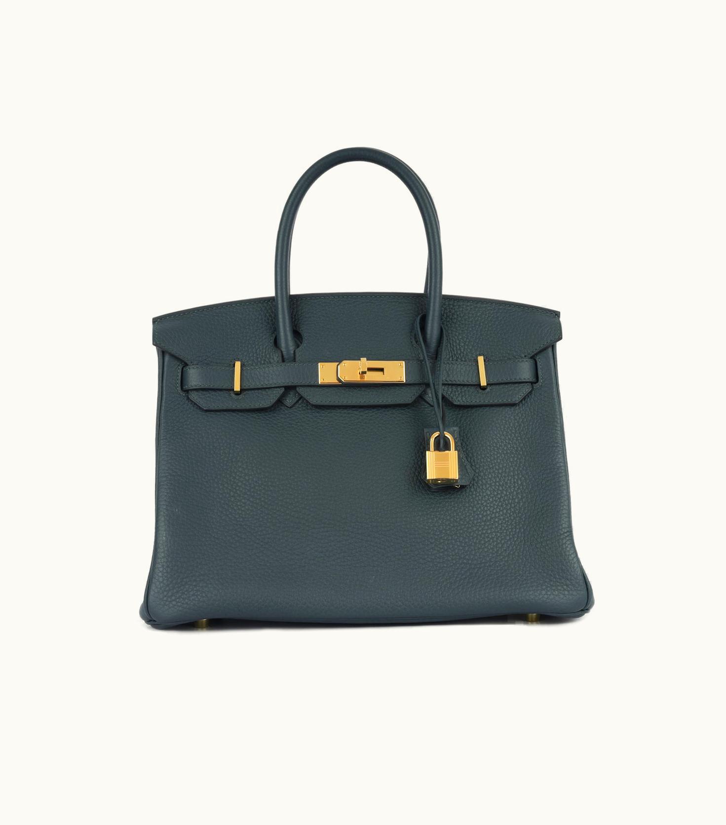 Hermès Hermès Birkin 30cm - Vert Cypres - Clemence - Retourne - Gold (GHW)