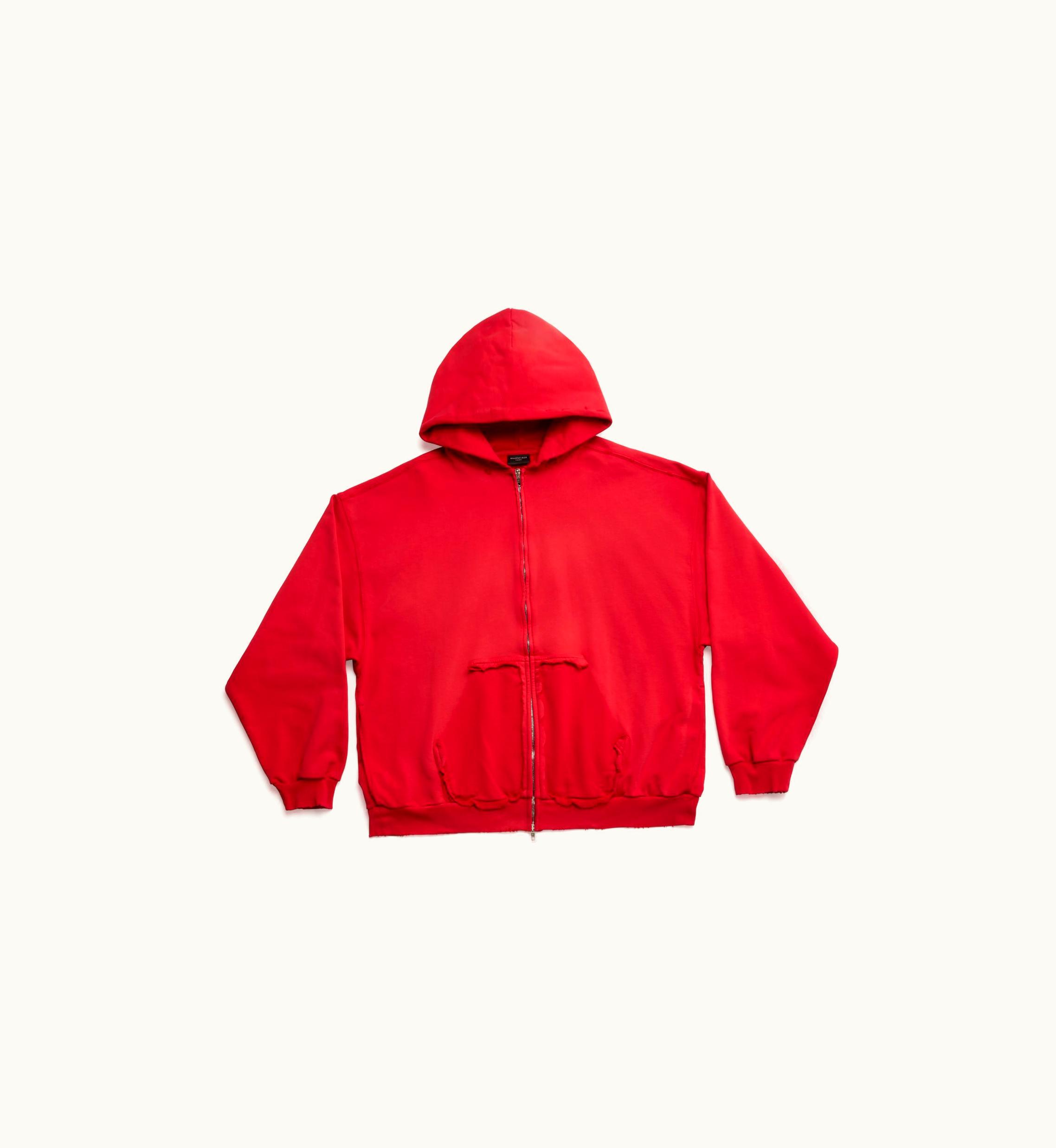 Balenciaga Balenciaga Tape Type Ripped Pocket Zip-Up Hoodie Large Fit UZ0115107