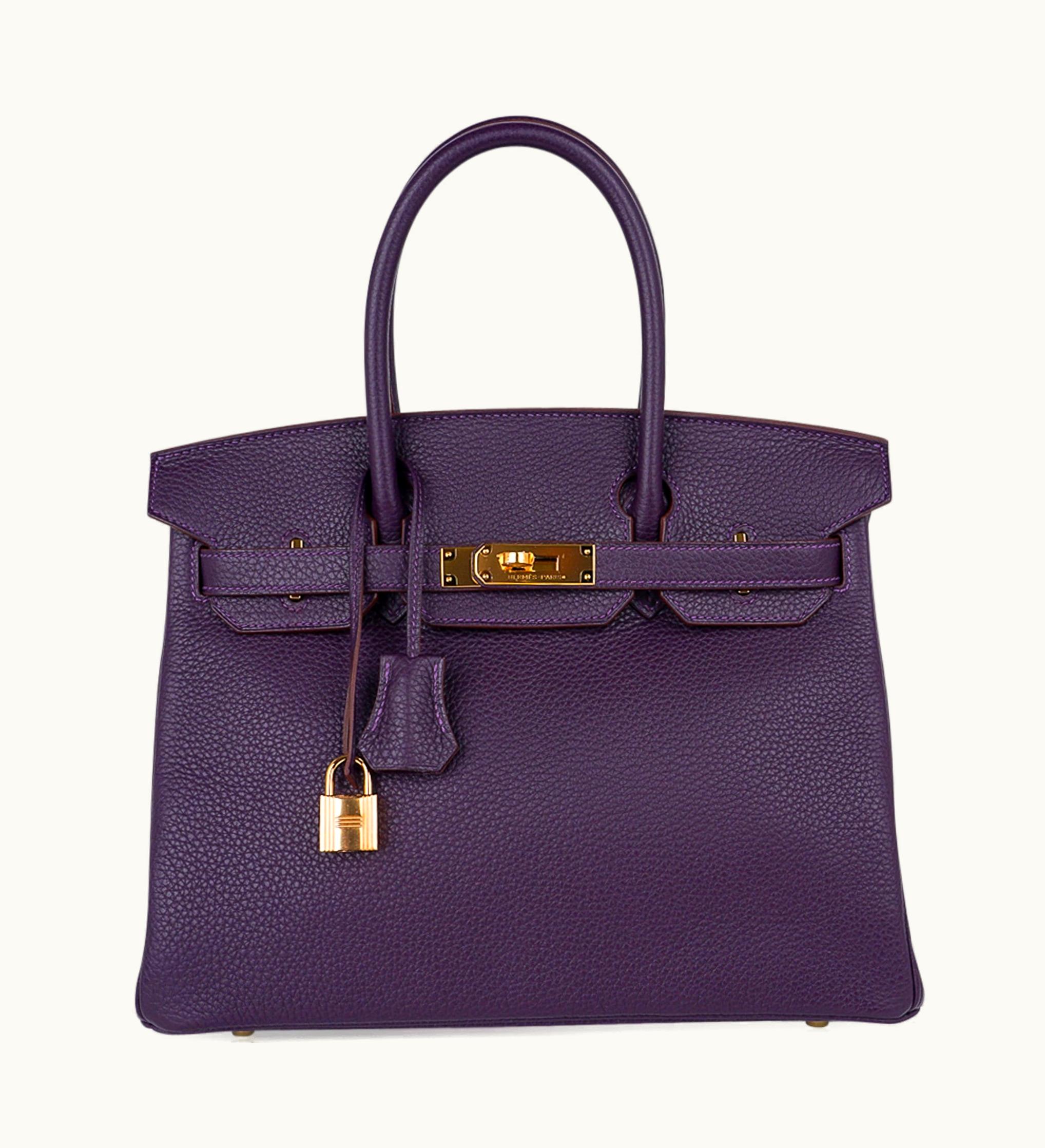 Hermès Hermès Birkin 30cm - Raisin - Clemence - Sellier - Gold (GHW)