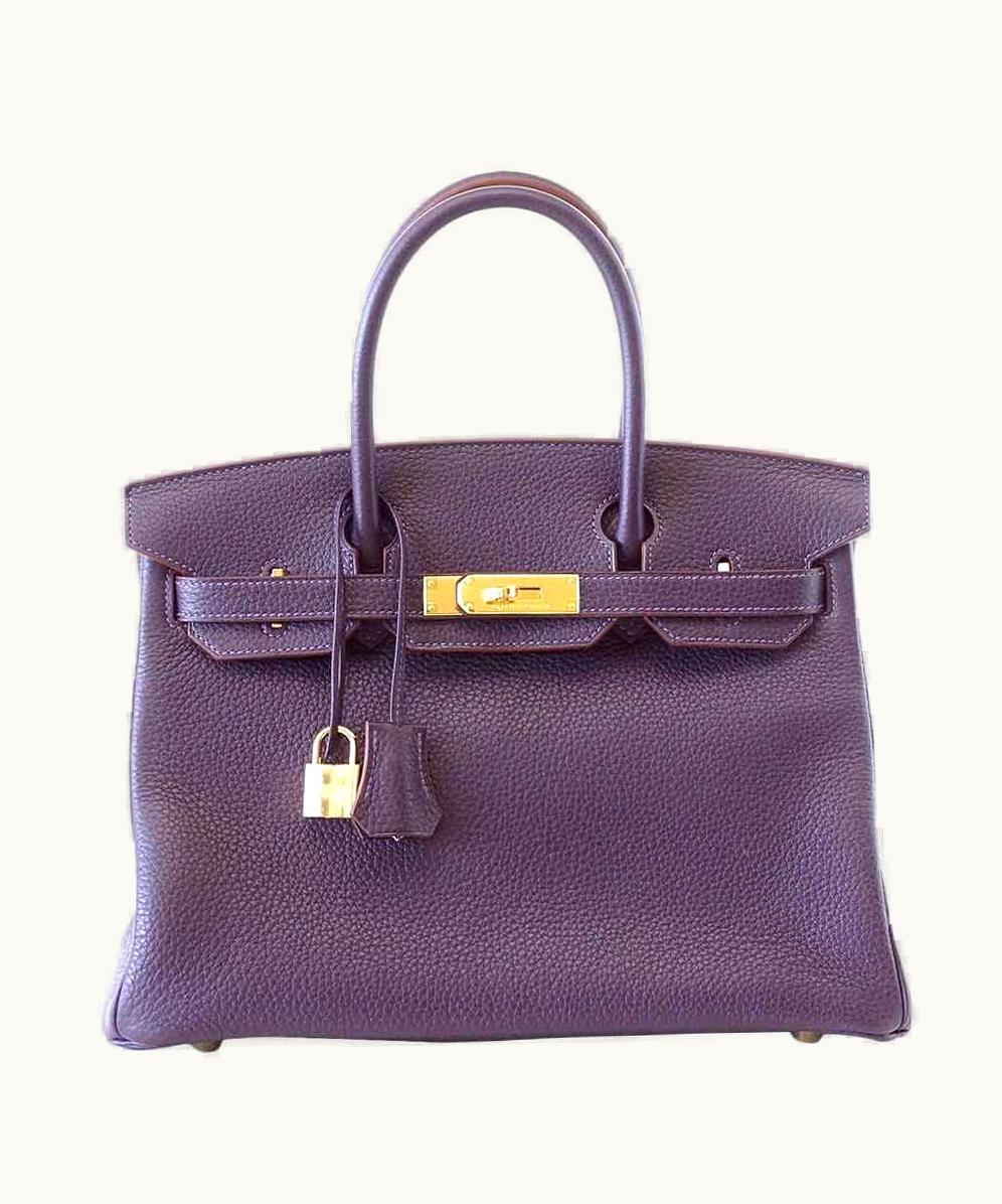 Hermès Hermès Birkin 30cm - Raisin - Swift - Retourne - Gold (GHW)