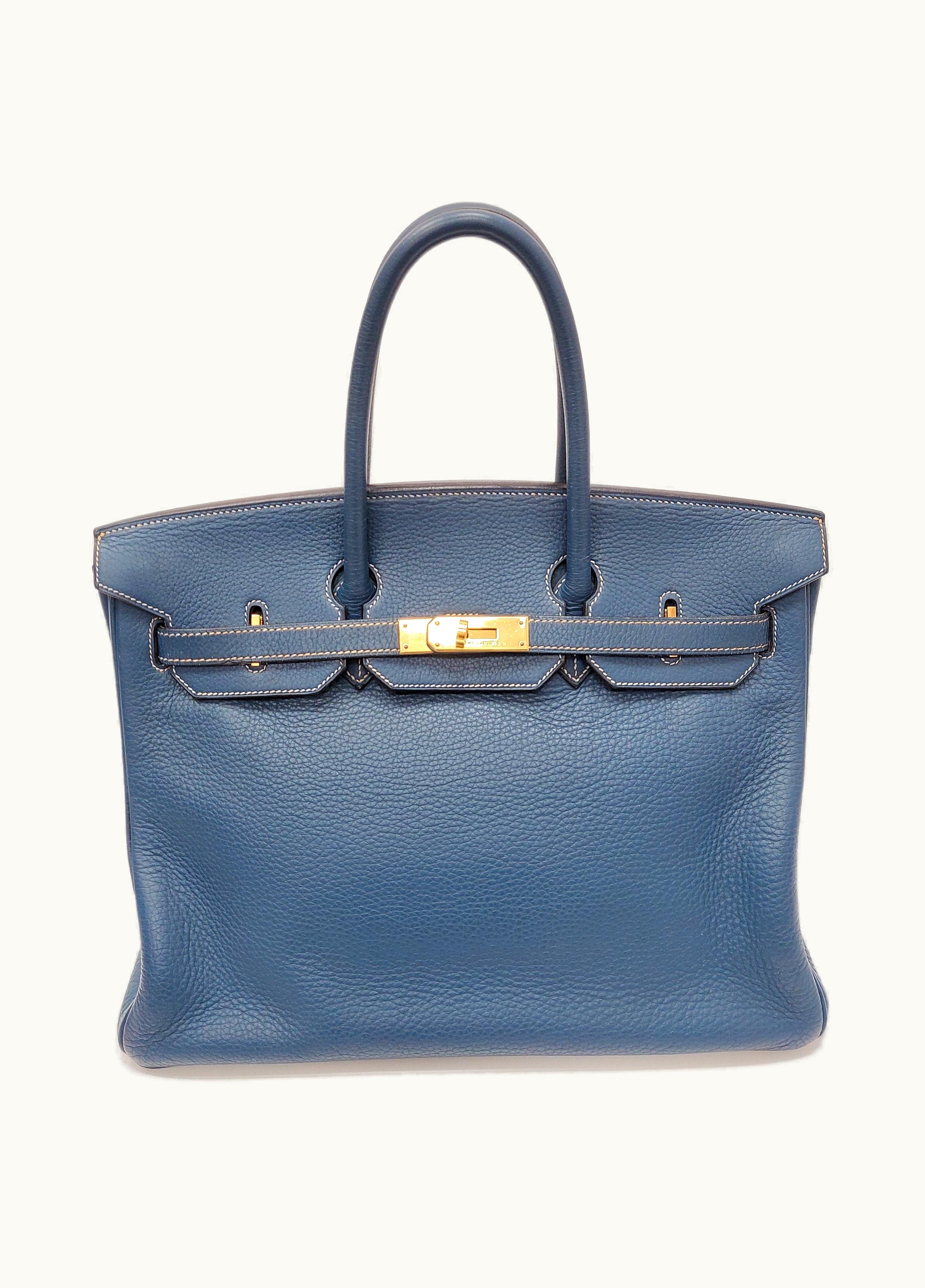 Hermès Hermès Birkin 35cm - Bleu Thalassa - Clemence - Retourne - Gold (GHW)