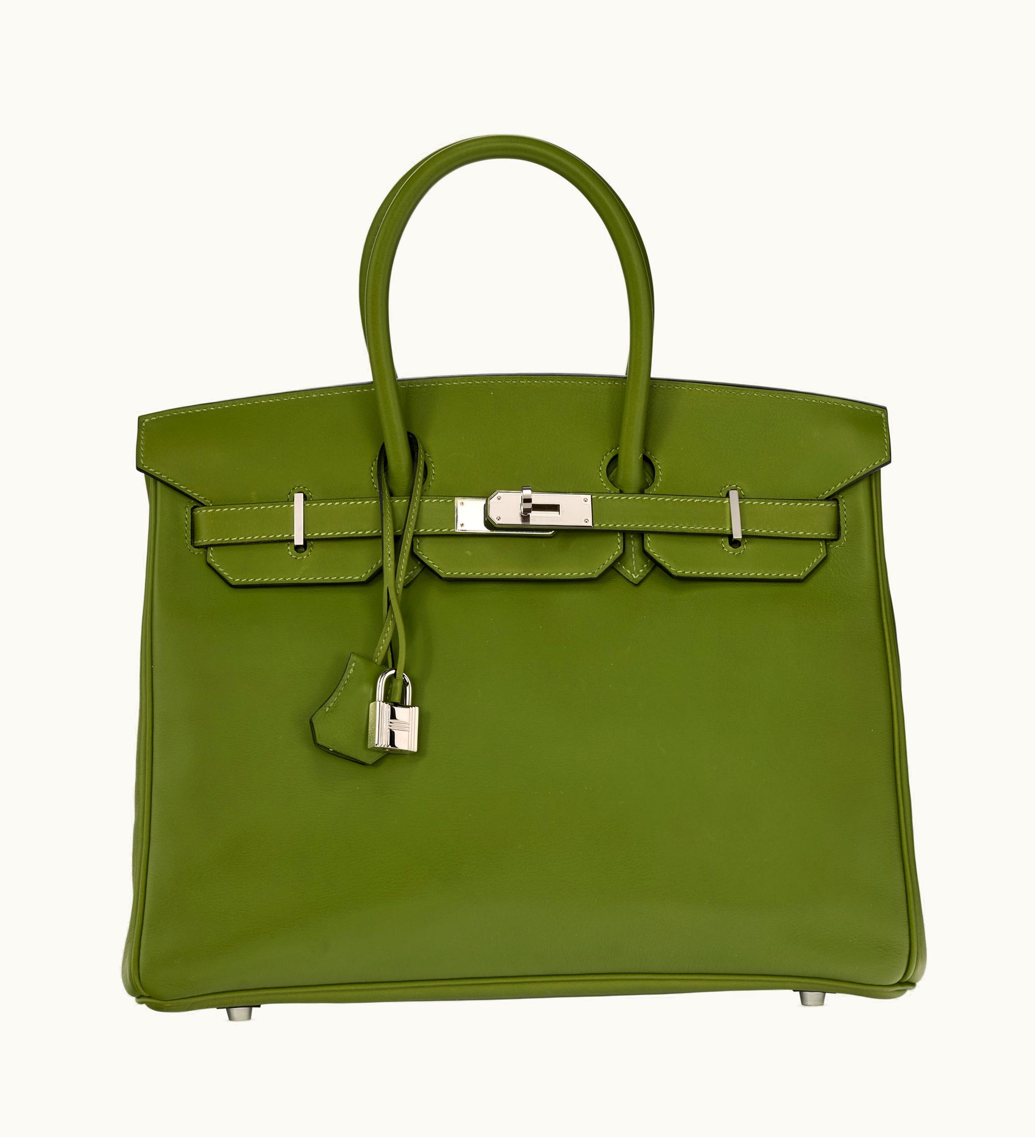 Hermès Birkin 35cm - Pelouse - Clemence - Retourne - Palladium (PHW)