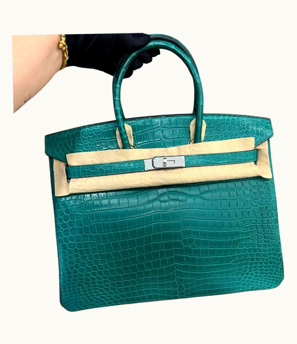Hermès Birkin 35cm - Malachite - Clemence - Sellier - Palladium (PHW)