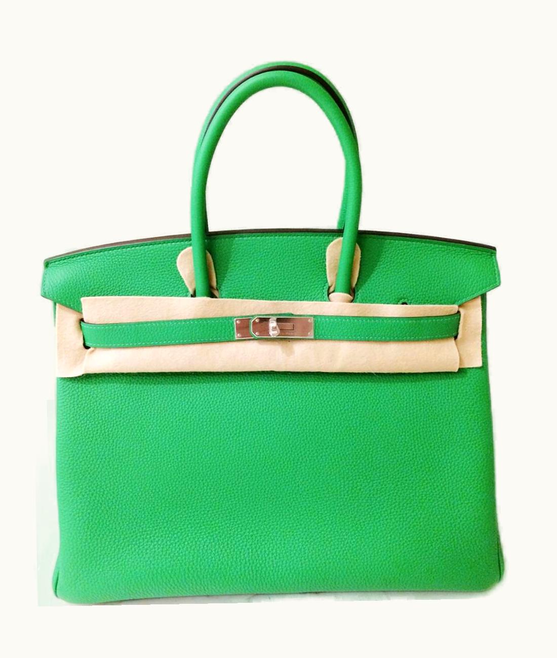 Hermès Birkin 35cm - Bambou - Clemence - Sellier - Palladium (PHW)