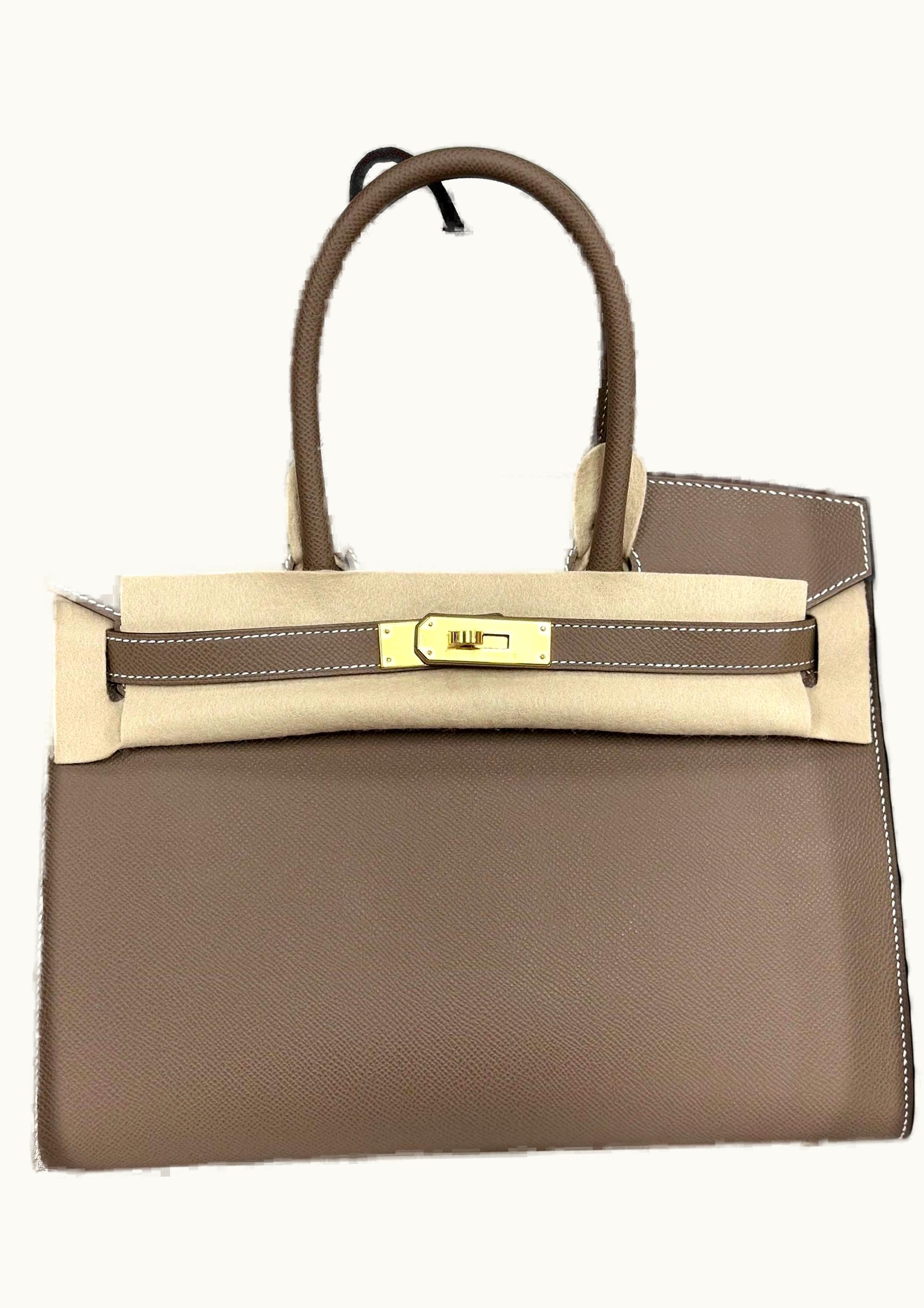 Hermès Birkin 35cm - Etoupe - Clemence - Retourne - Gold (GHW)