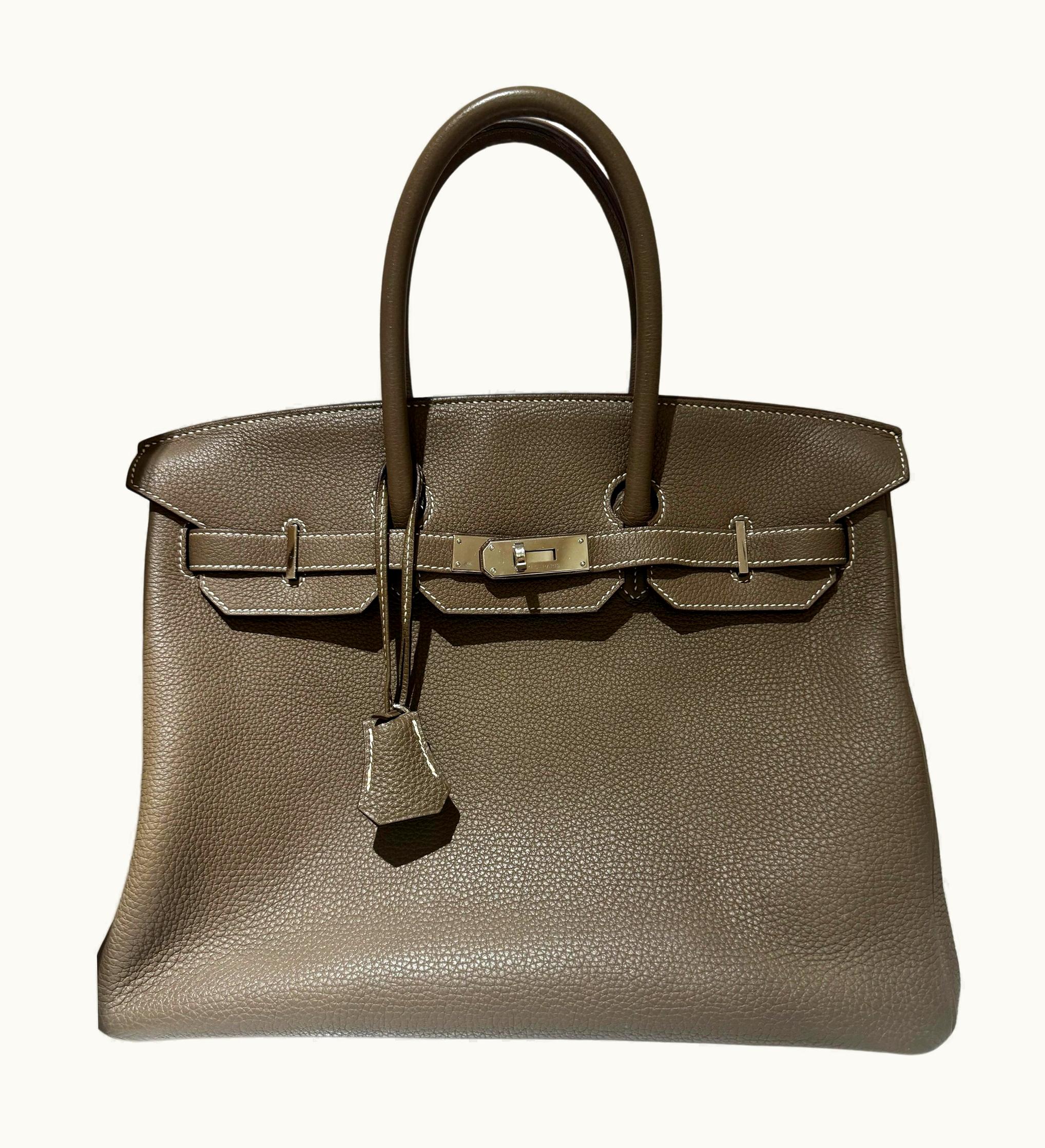 Hermès Birkin 35cm - Etoupe - Clemence - Retourne - Palladium (PHW)