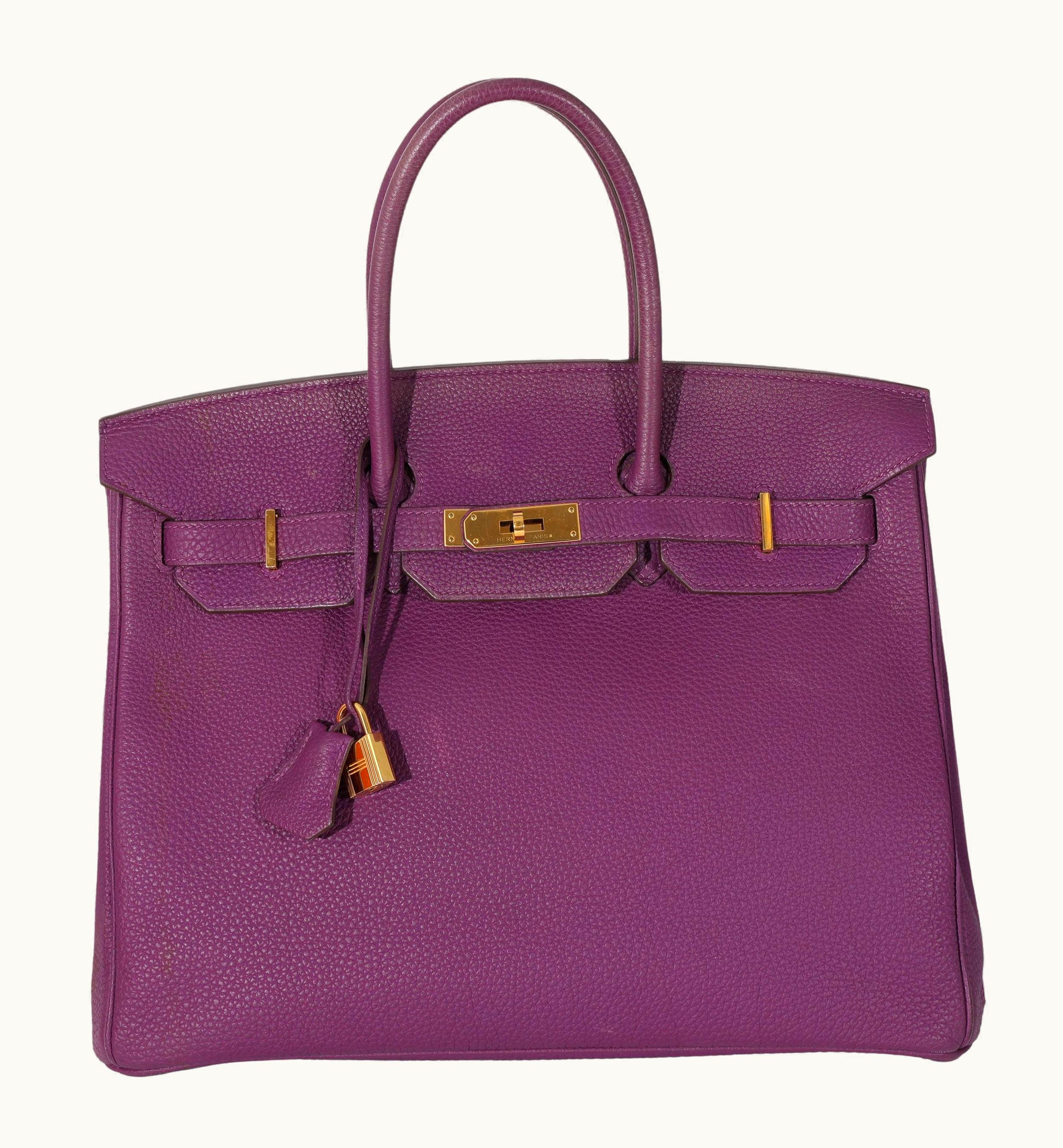 Hermès Hermès Birkin 35cm - Anemone - Clemence - Retourne - Gold (GHW)
