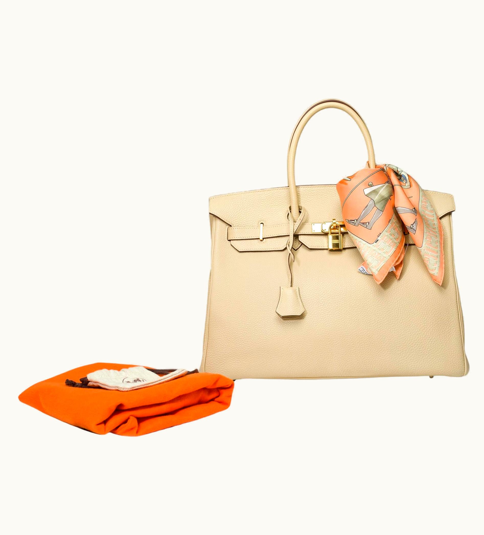 Hermès Hermès Birkin 35cm - Parchemin - Clemence - Retourne - Gold (GHW)