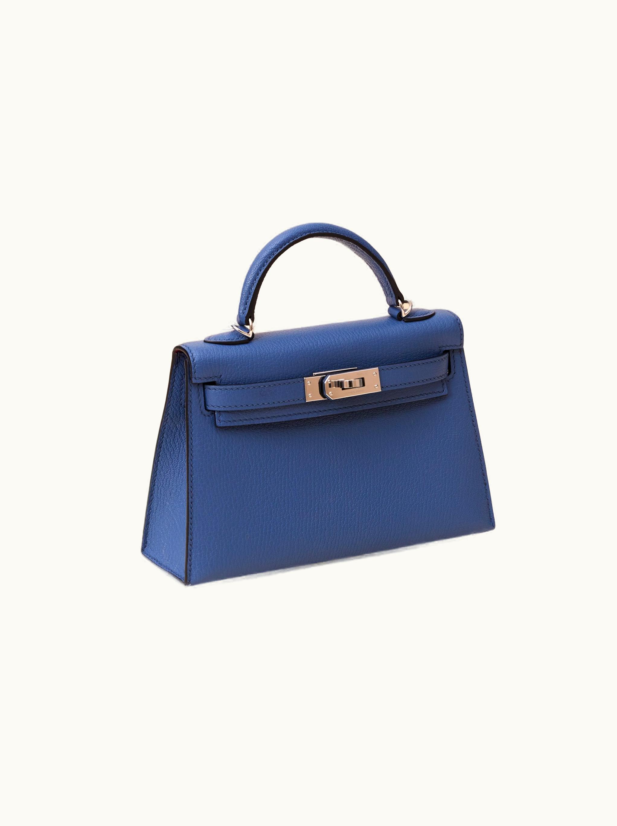 Hermès Hermès Kelly 20cm Mini - Bleu Brighton - Epsom - Retourne - Palladium (PHW)