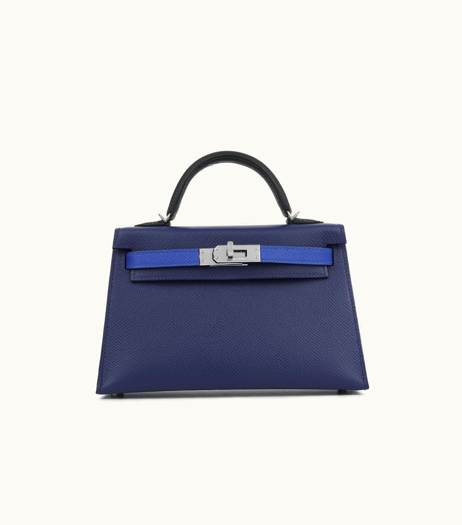 Hermès Hermès Kelly 20cm Mini - Bleu France - Swift - Sellier - Palladium (PHW)
