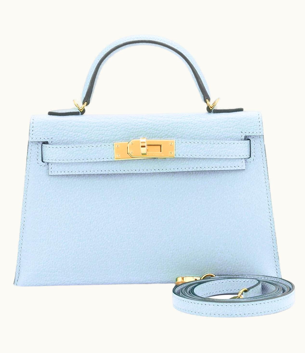 Hermès Hermès Kelly 20cm Mini - Bleu Brume - Togo - Sellier - Gold (GHW)