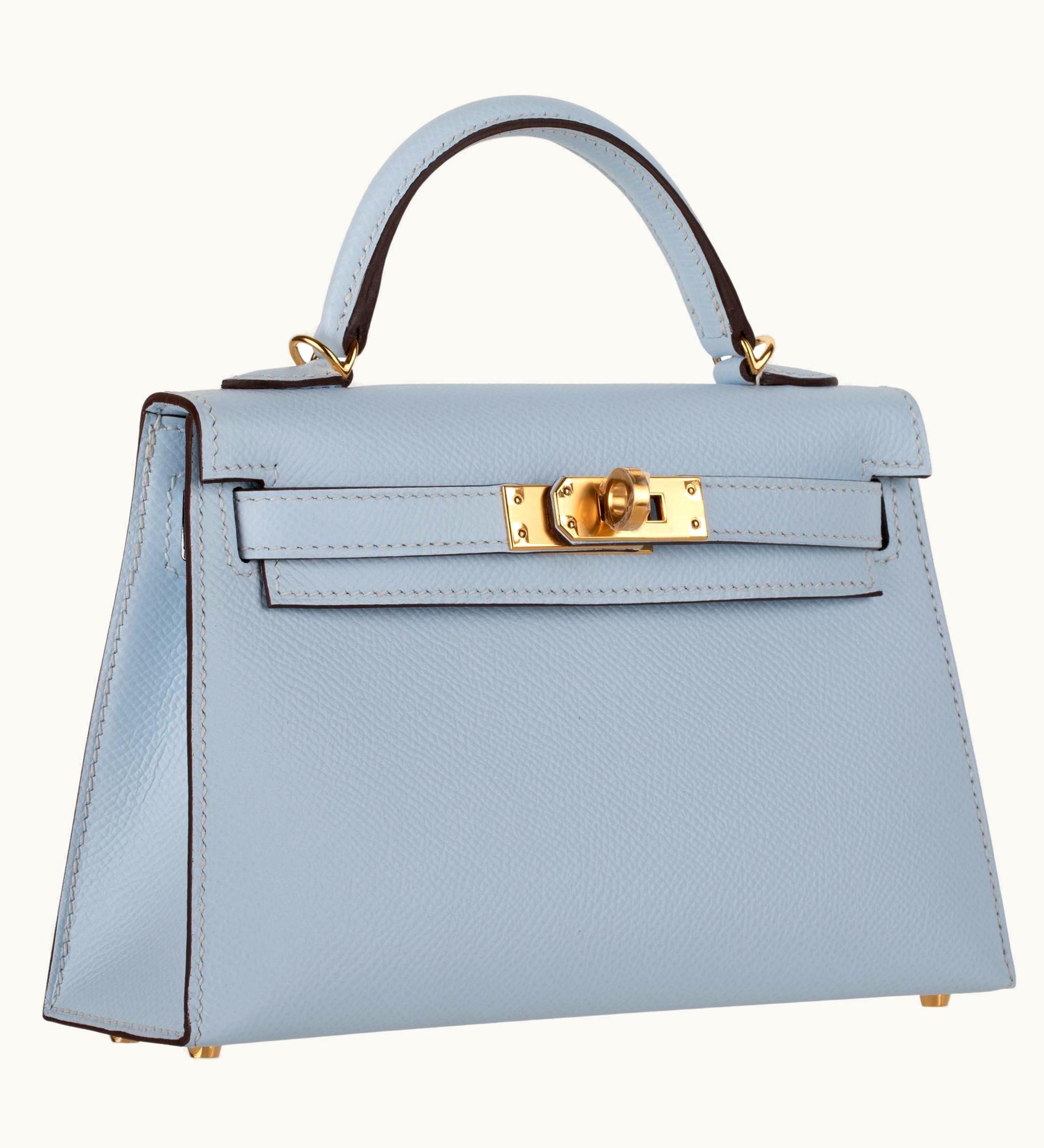 Hermès Hermès Kelly 20cm Mini - Bleu Brume - Swift - Retourne - Gold (GHW)