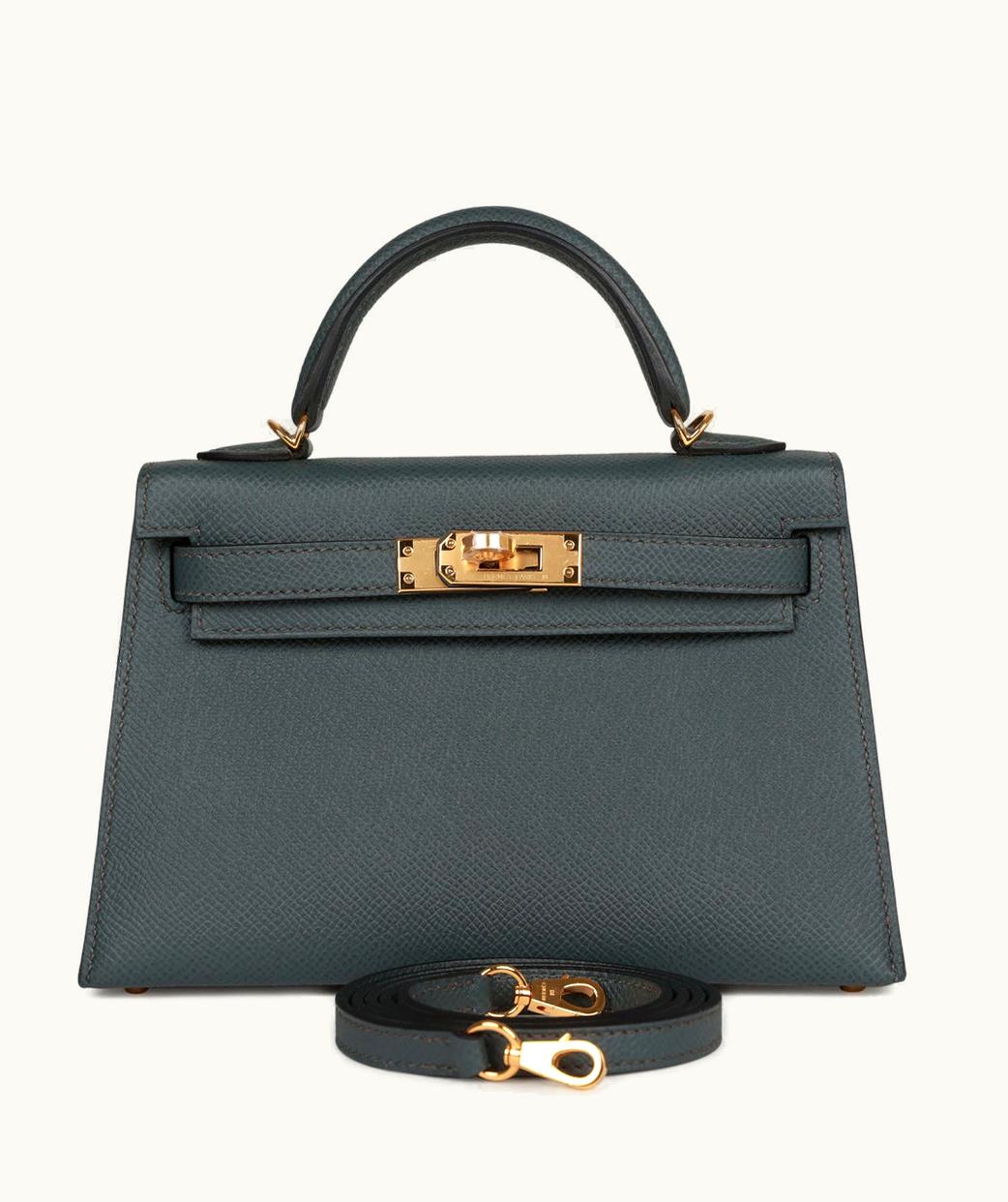 Hermès Hermès Kelly 20cm Mini - Bleu Orage - Clemence - Retourne - Gold (GHW)