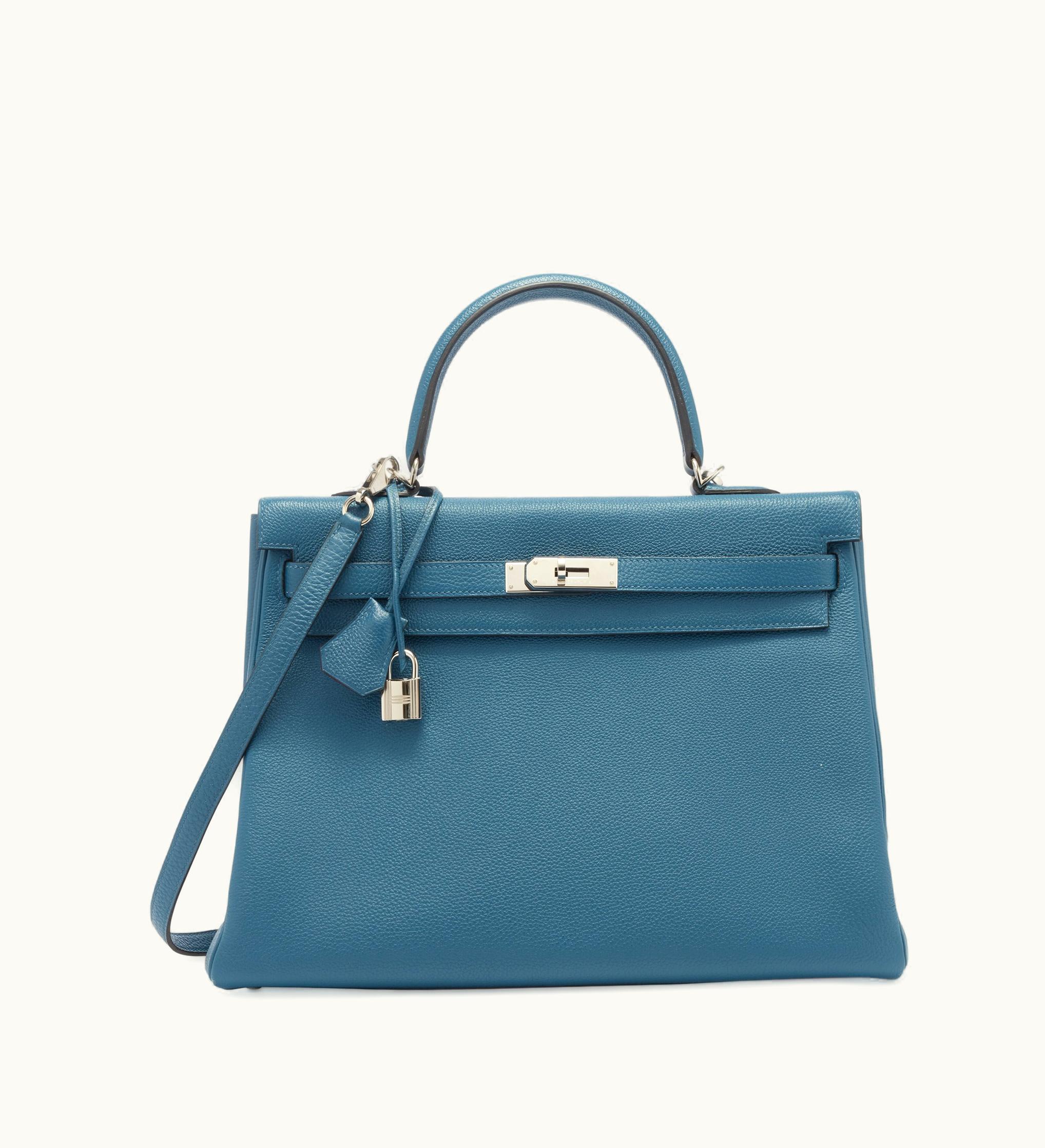 Hermès Hermès Kelly 20cm Mini - Bleu Orage - Epsom - Retourne - Palladium (PHW)