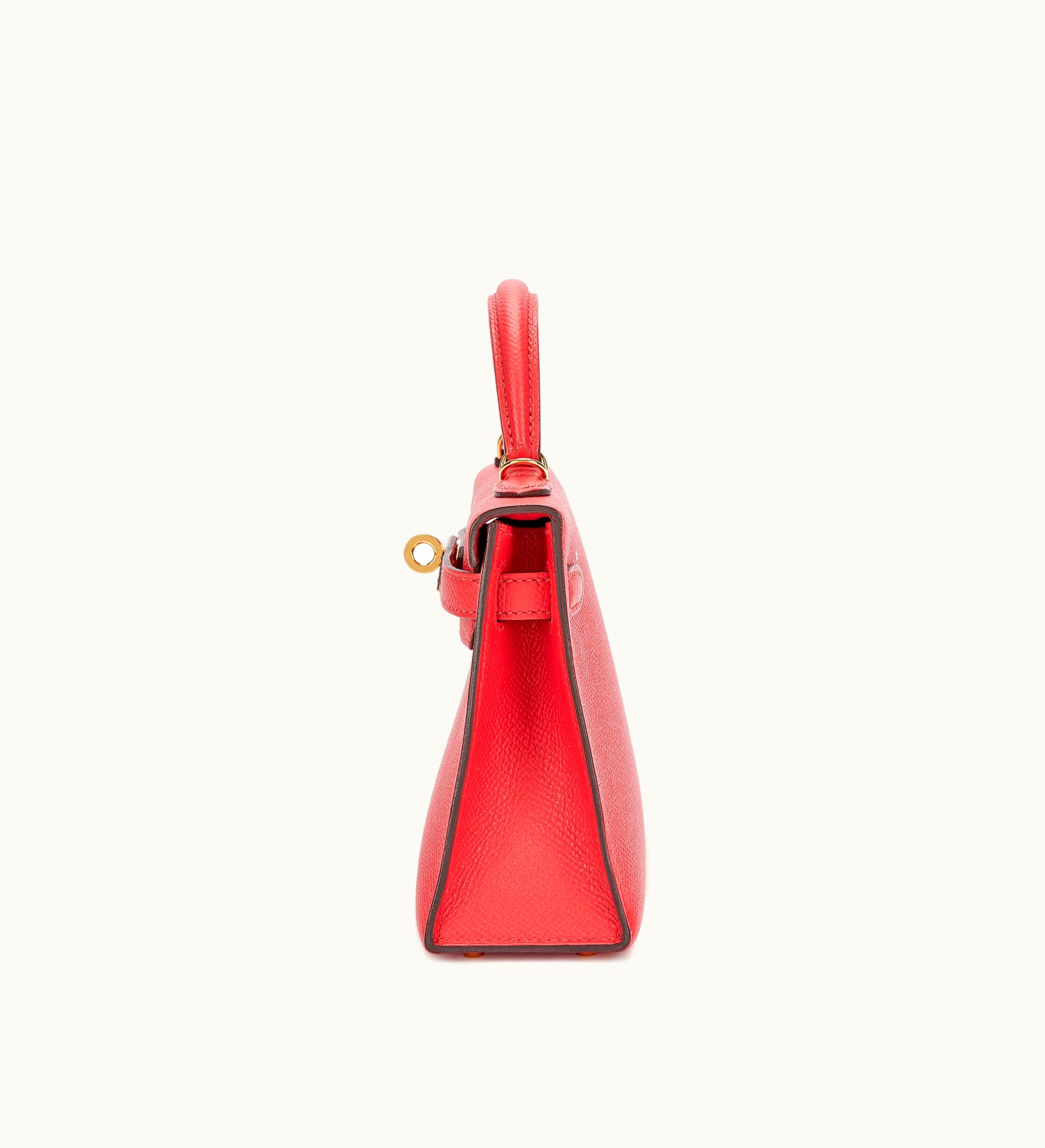 Hermès Hermès Kelly 20cm Mini - Rouge Tomate - Swift - Sellier - Gold (GHW)