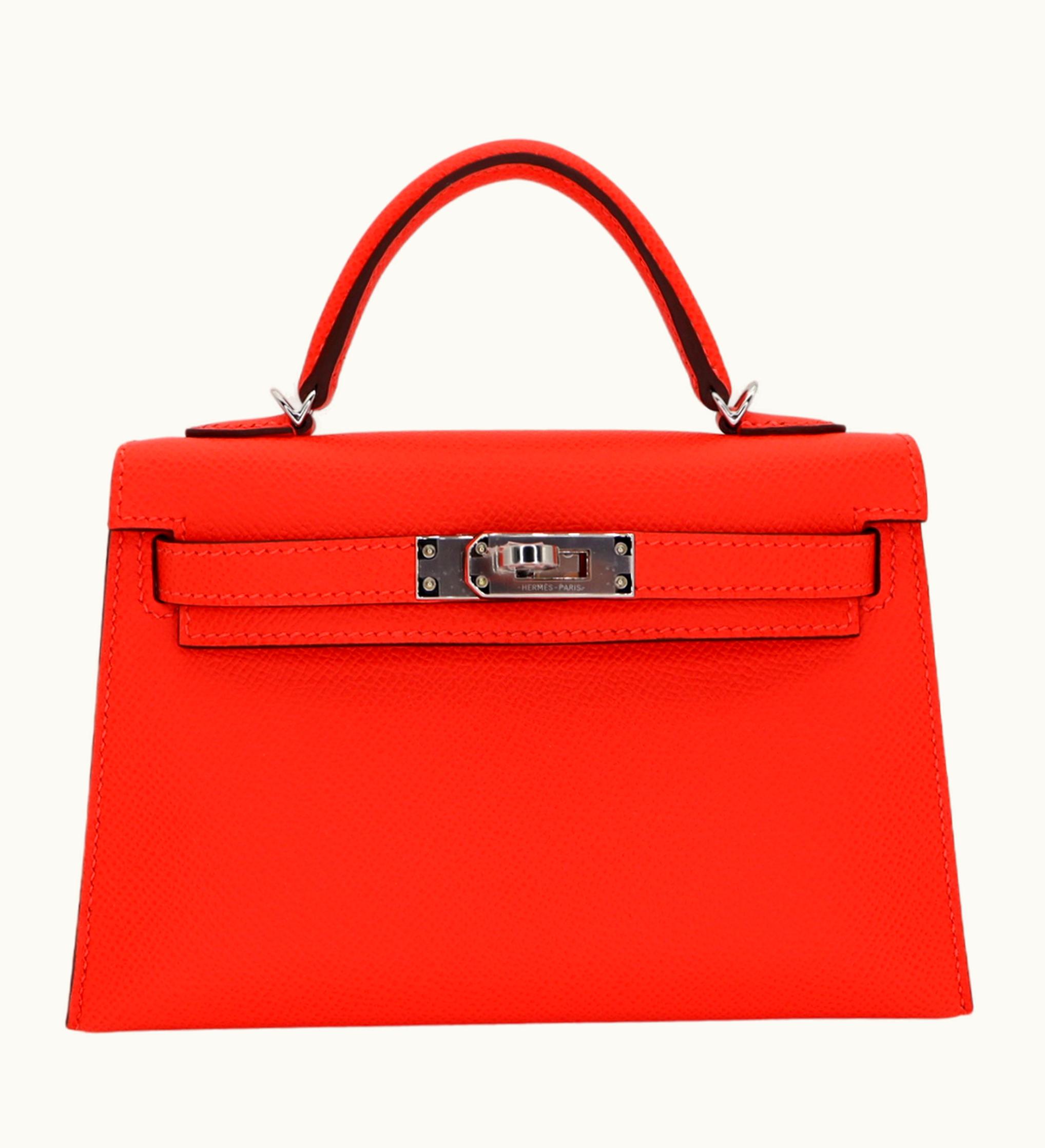 Hermès Hermès Kelly 20cm Mini - Orange - Clemence - Sellier - Palladium (PHW)