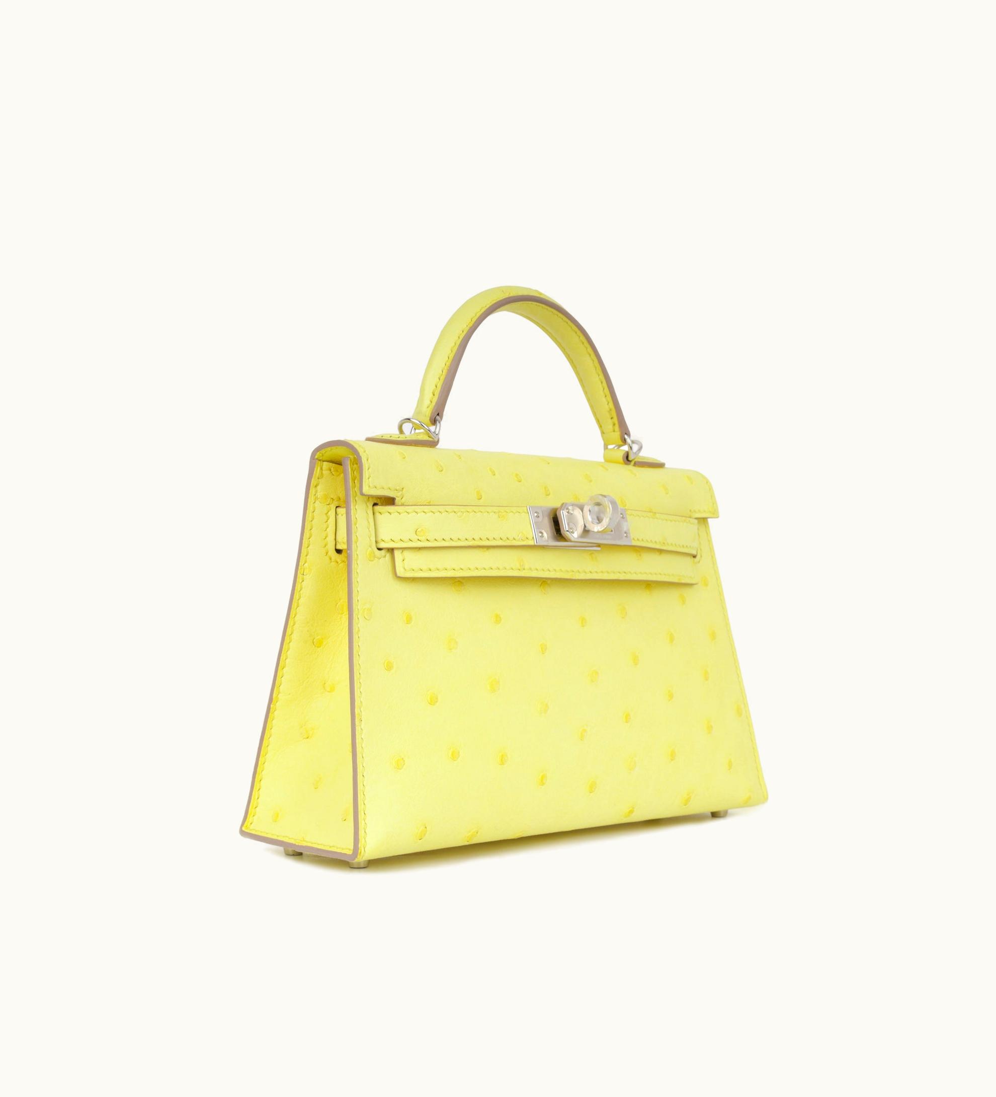 Hermès Hermès Kelly 20cm Mini - Limoncello - Clemence - Retourne - Palladium (PHW)