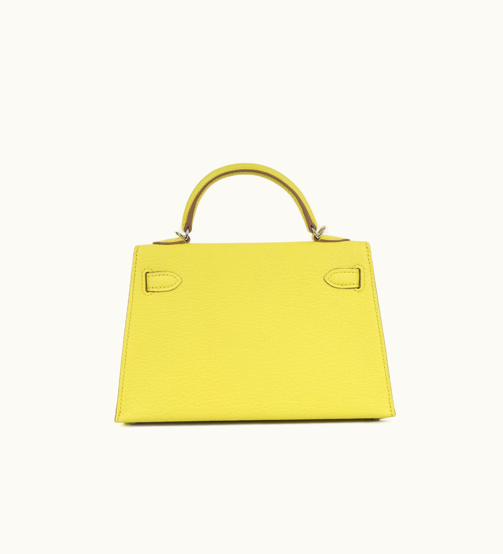 Hermès Hermès Kelly 20cm Mini - Limoncello - Clemence - Sellier - Palladium (PHW)