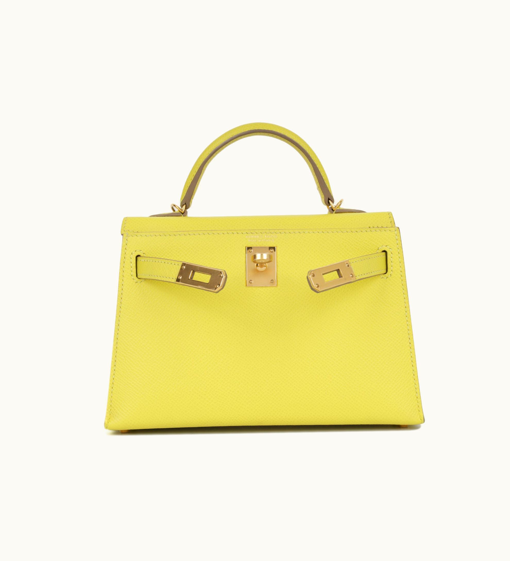 Hermès Hermès Kelly 20cm Mini - Lime - Clemence - Retourne - Gold (GHW)