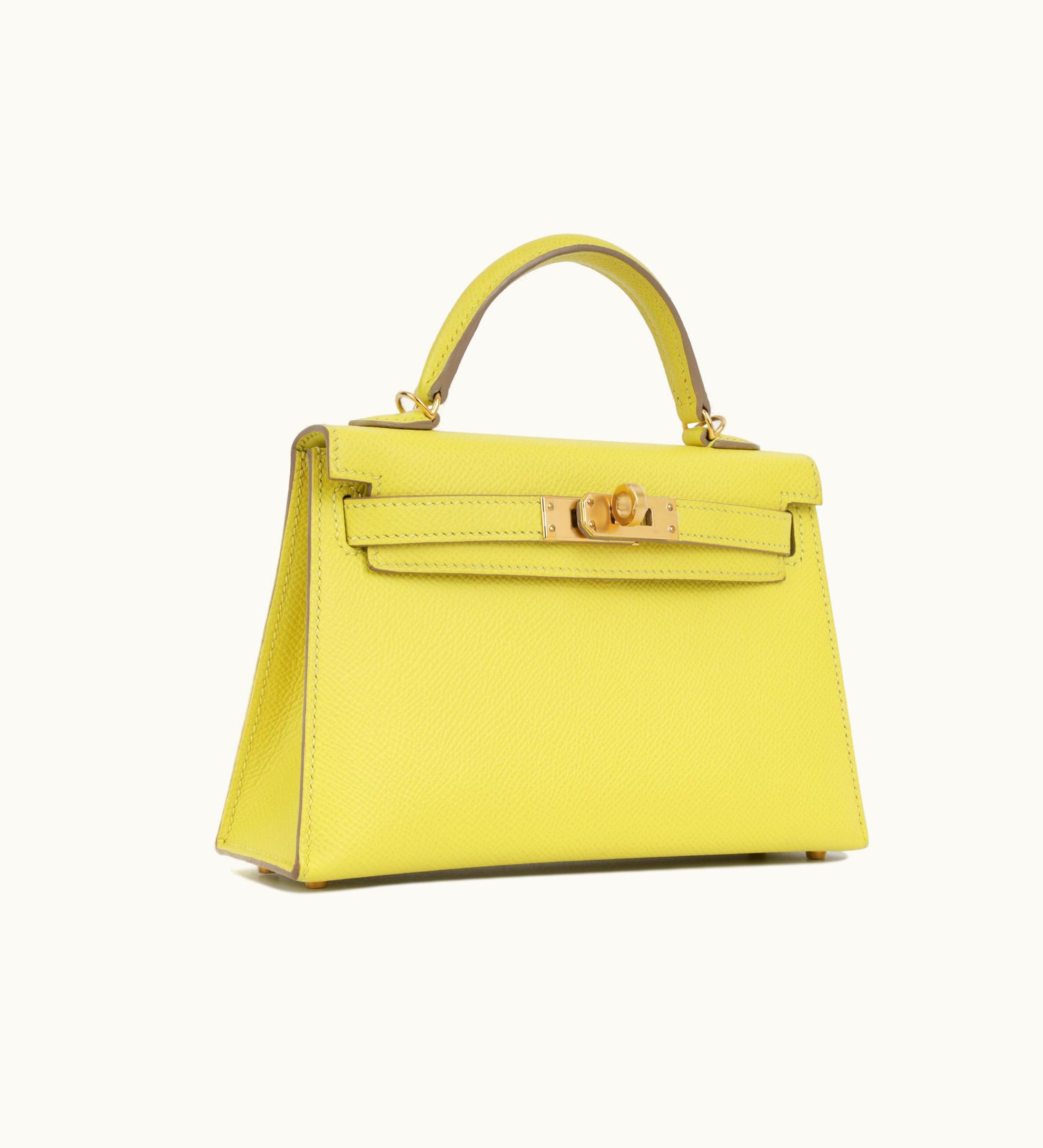 Hermès Hermès Kelly 20cm Mini - Lime - Clemence - Sellier - Gold (GHW)
