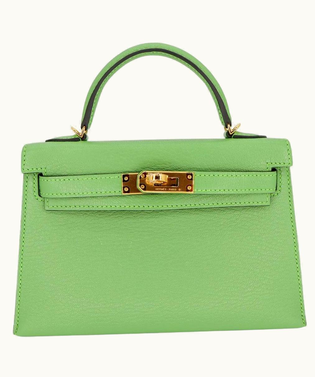 Hermès Hermès Kelly 20cm Mini - Vert Criquet - Clemence - Retourne - Gold (GHW)