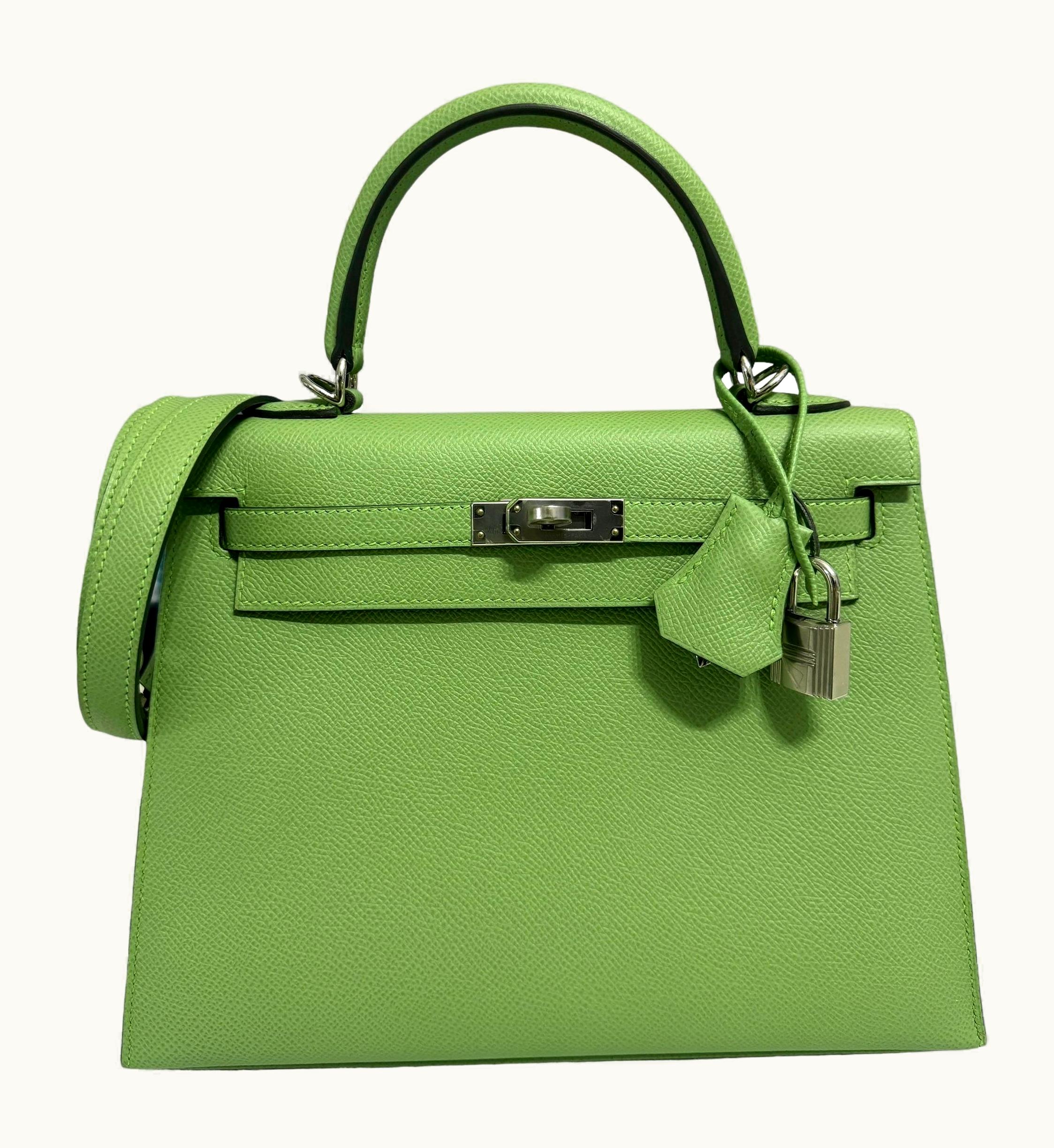 Hermès Hermès Kelly 20cm Mini - Vert Criquet - Swift - Retourne - Palladium (PHW)