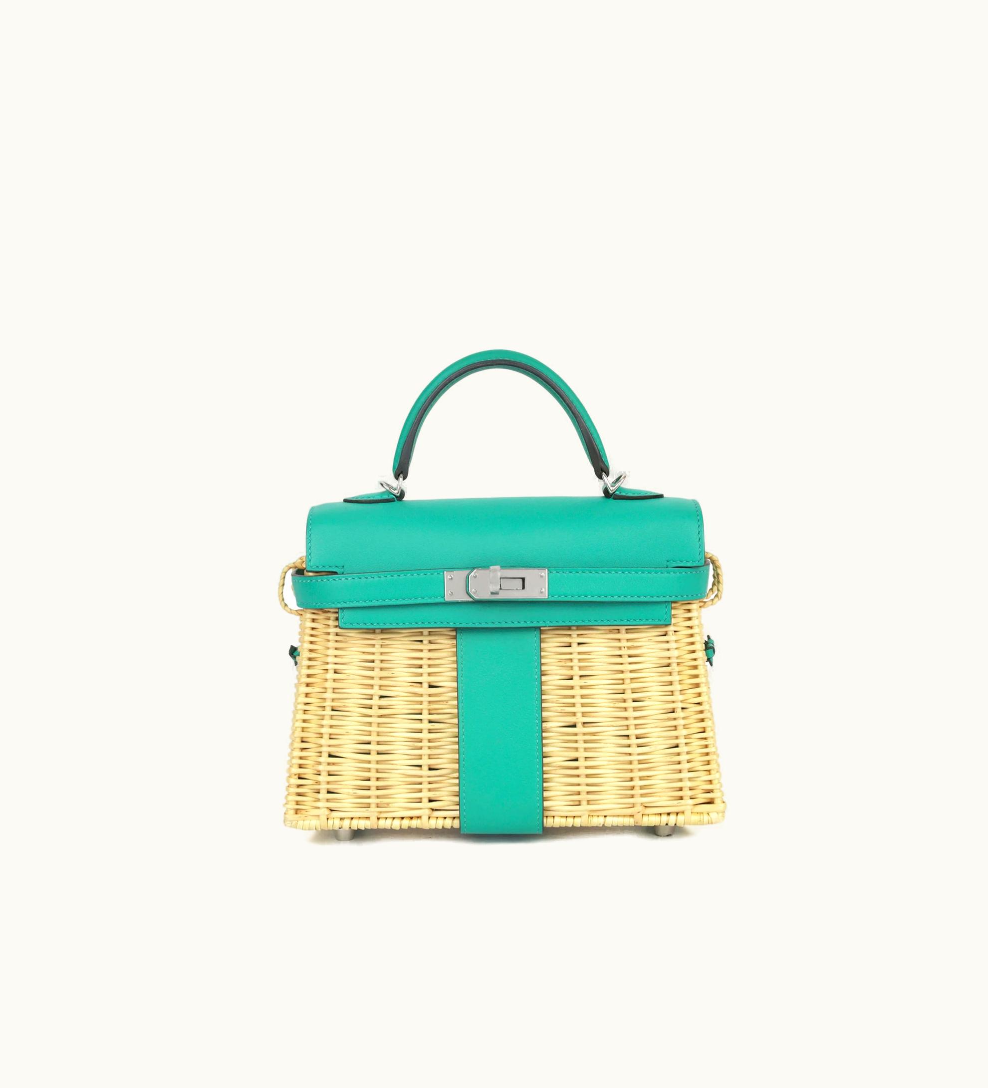 Hermès Hermès Kelly 20cm Mini - Menthe - Clemence - Retourne - Palladium (PHW)