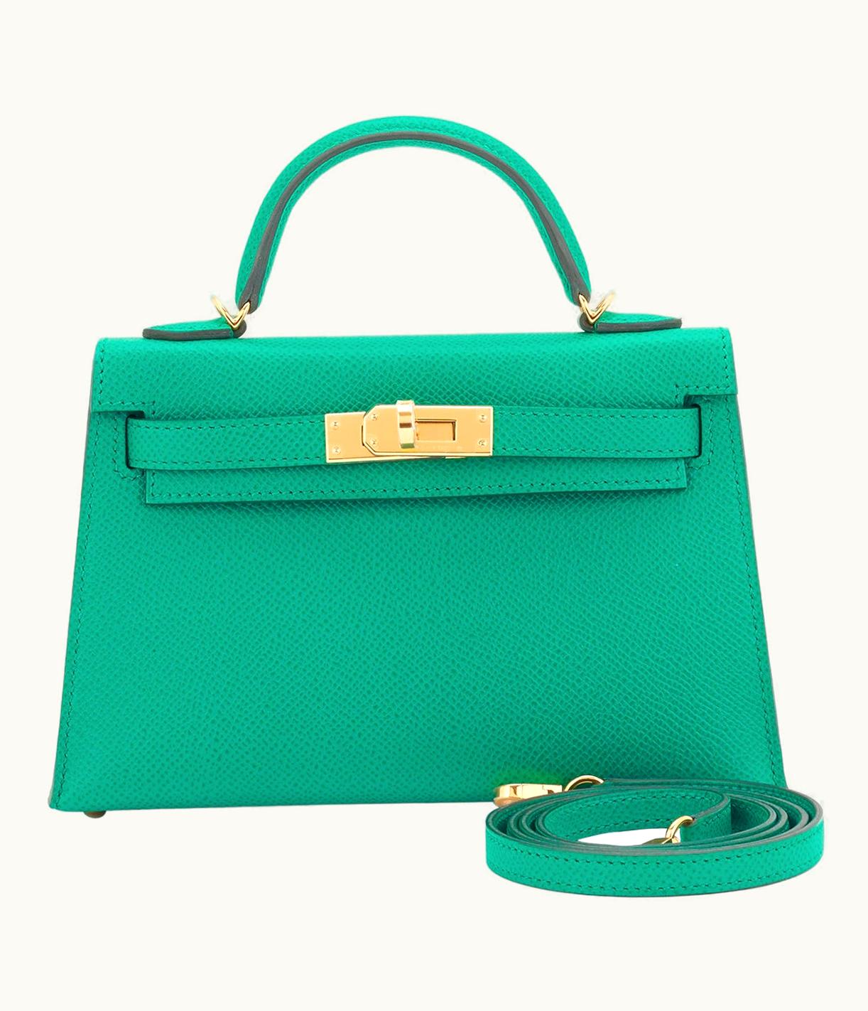 Hermès Hermès Kelly 20cm Mini - Vert Jade - Clemence - Retourne - Gold (GHW)