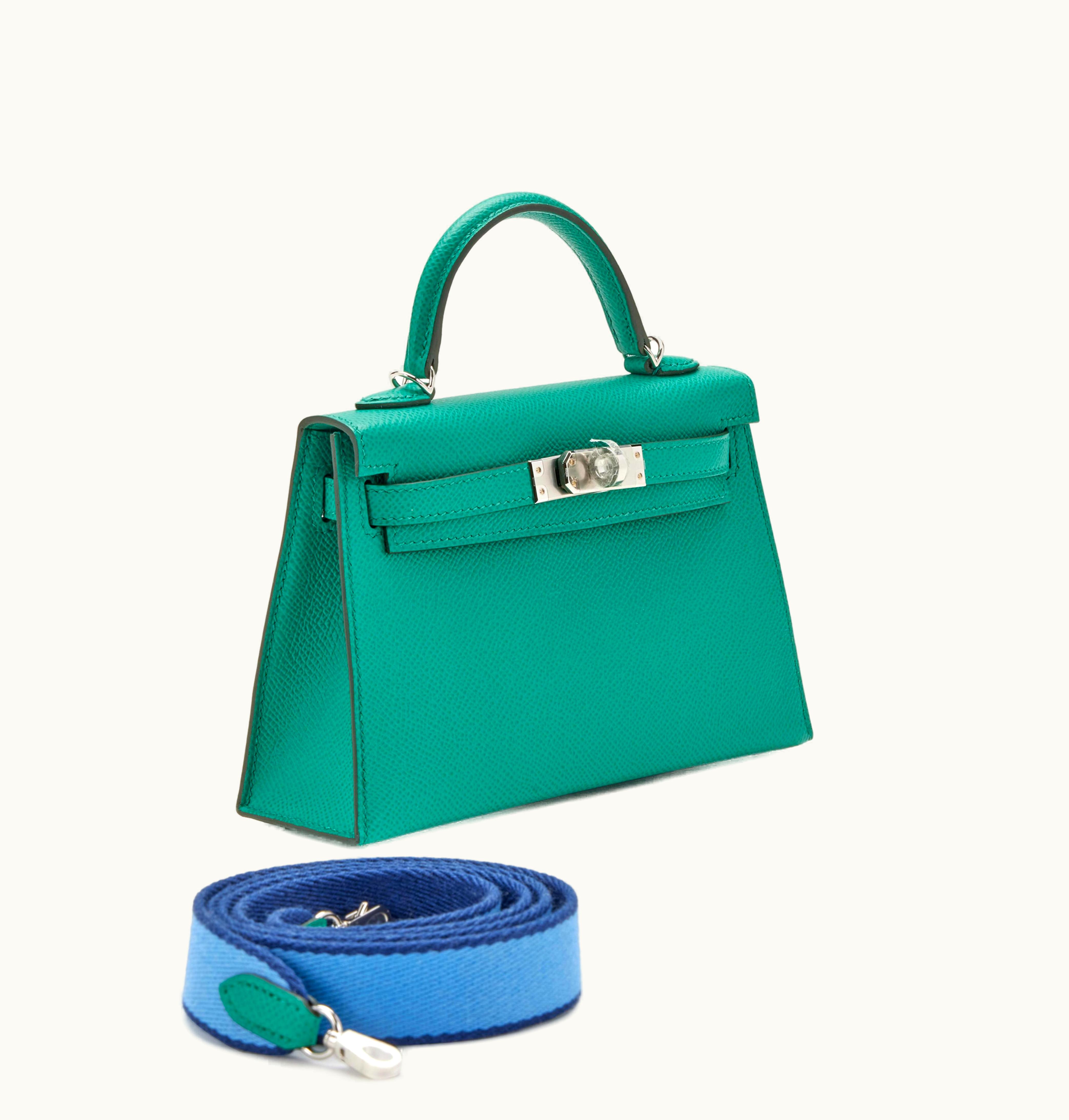 Hermès Hermès Kelly 20cm Mini - Vert Jade - Clemence - Retourne - Palladium (PHW)