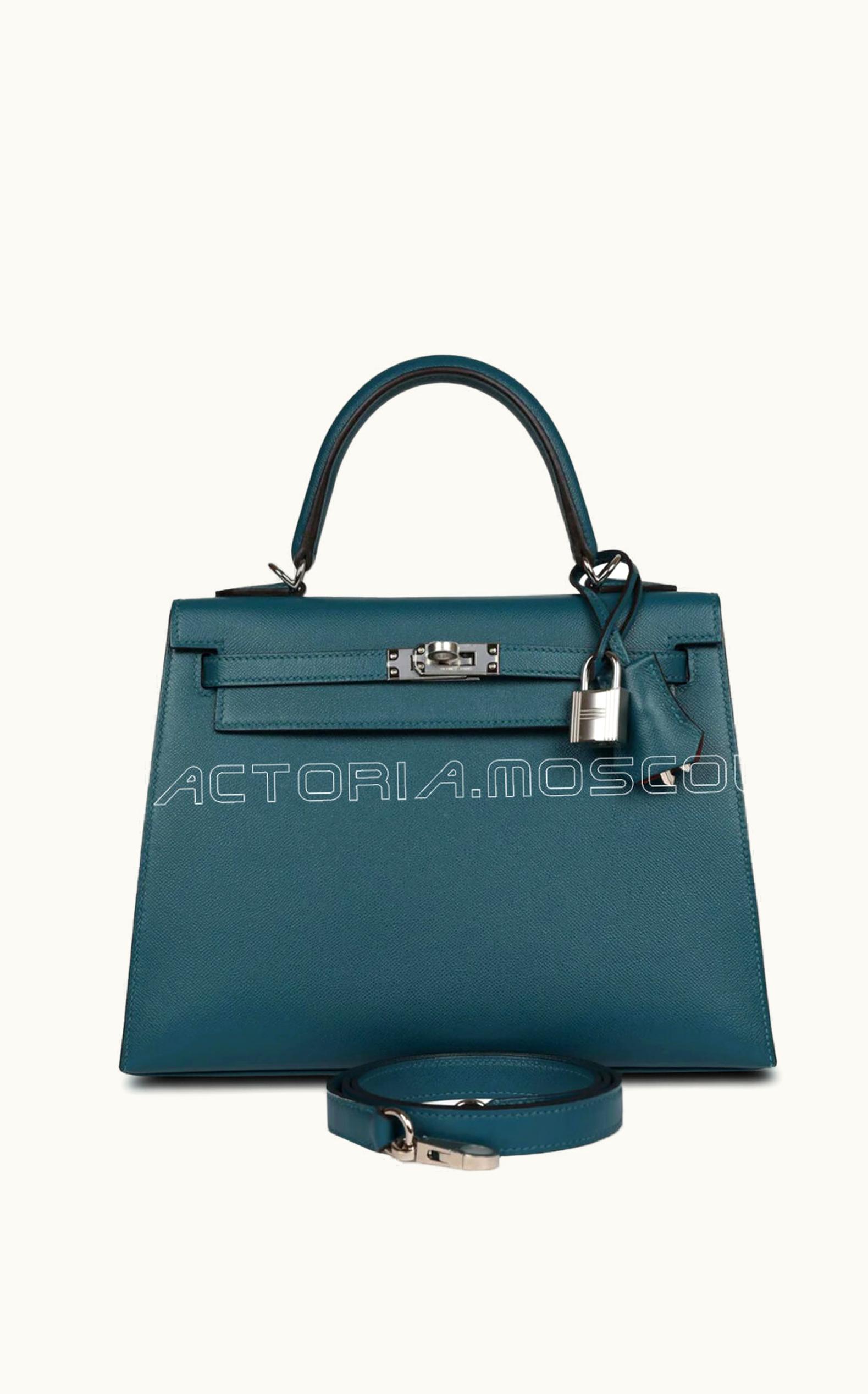 Hermès Hermès Kelly 20cm Mini - Vert Bosphore - Togo - Retourne - Palladium (PHW)