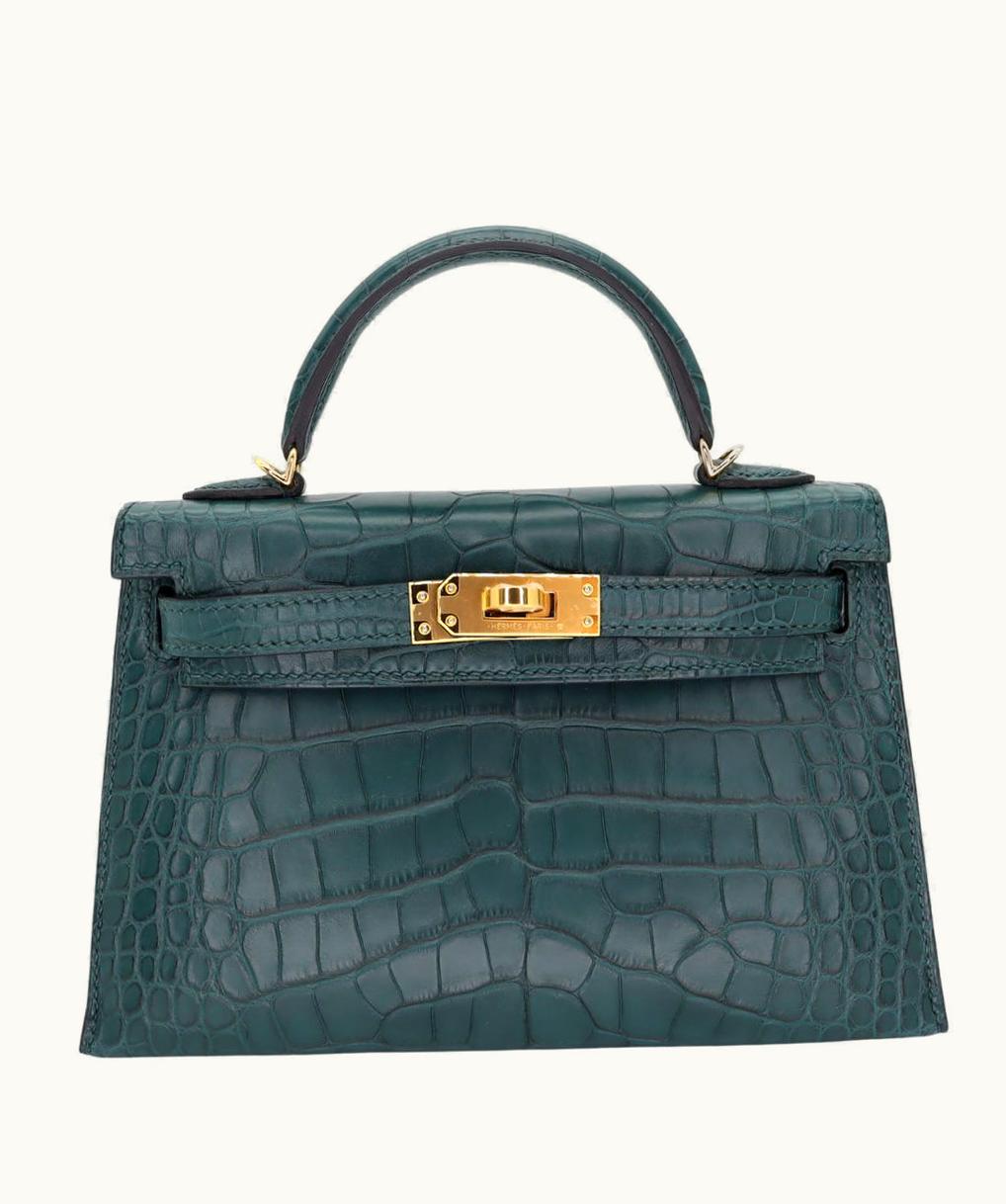Hermès Hermès Kelly 20cm Mini - Vert Cypress - Swift - Sellier - Gold (GHW)