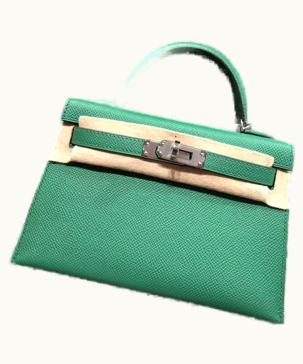 Hermès Hermès Kelly 20cm Mini - Cactus - Clemence - Retourne - Palladium (PHW)