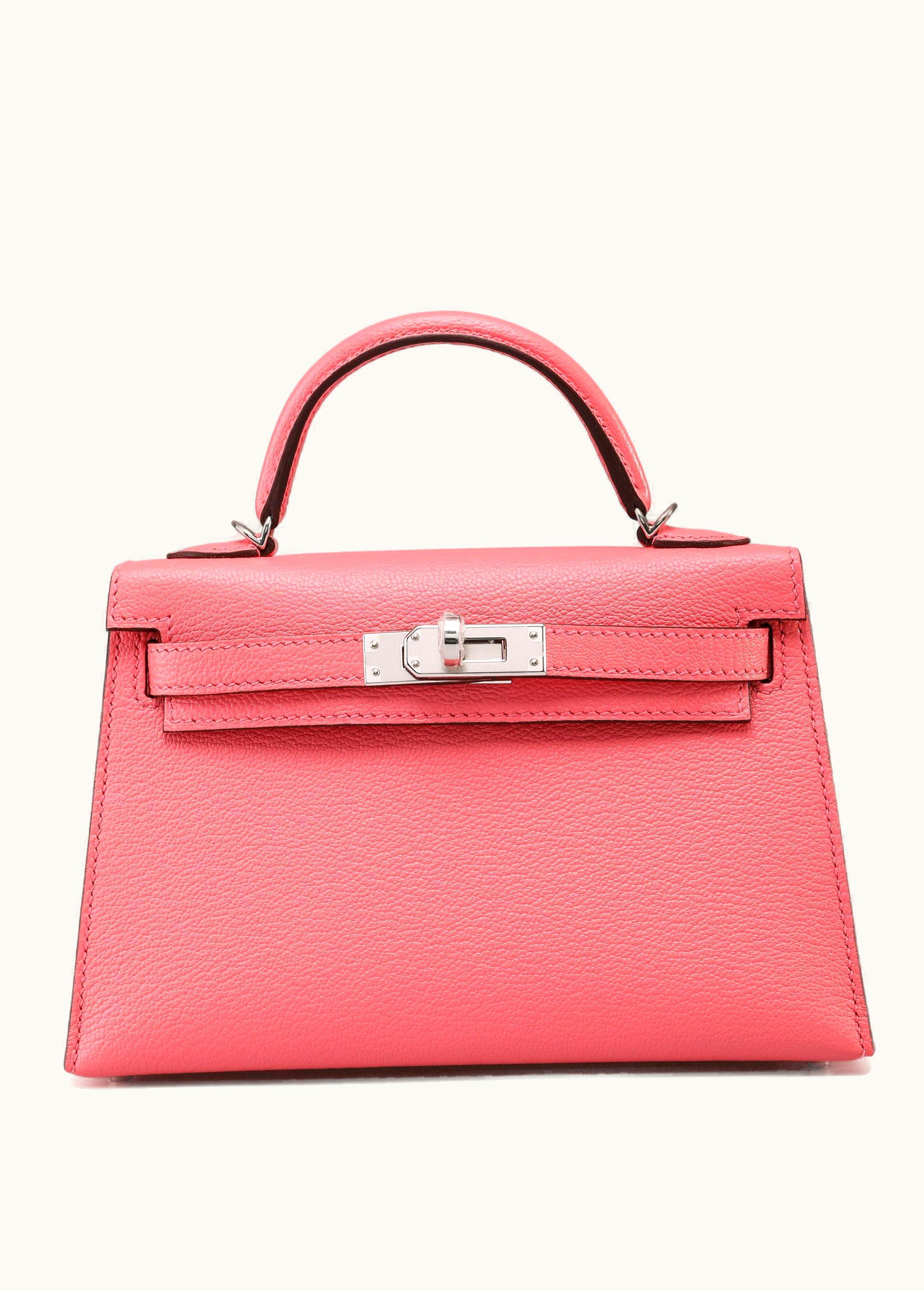 Hermès Hermès Kelly 20cm Mini - Rose d'Ete - Swift - Retourne - Palladium (PHW)