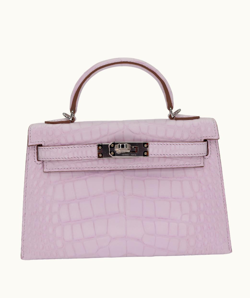 Hermès Hermès Kelly 20cm Mini - Mauve Pale - Clemence - Sellier - Palladium (PHW)