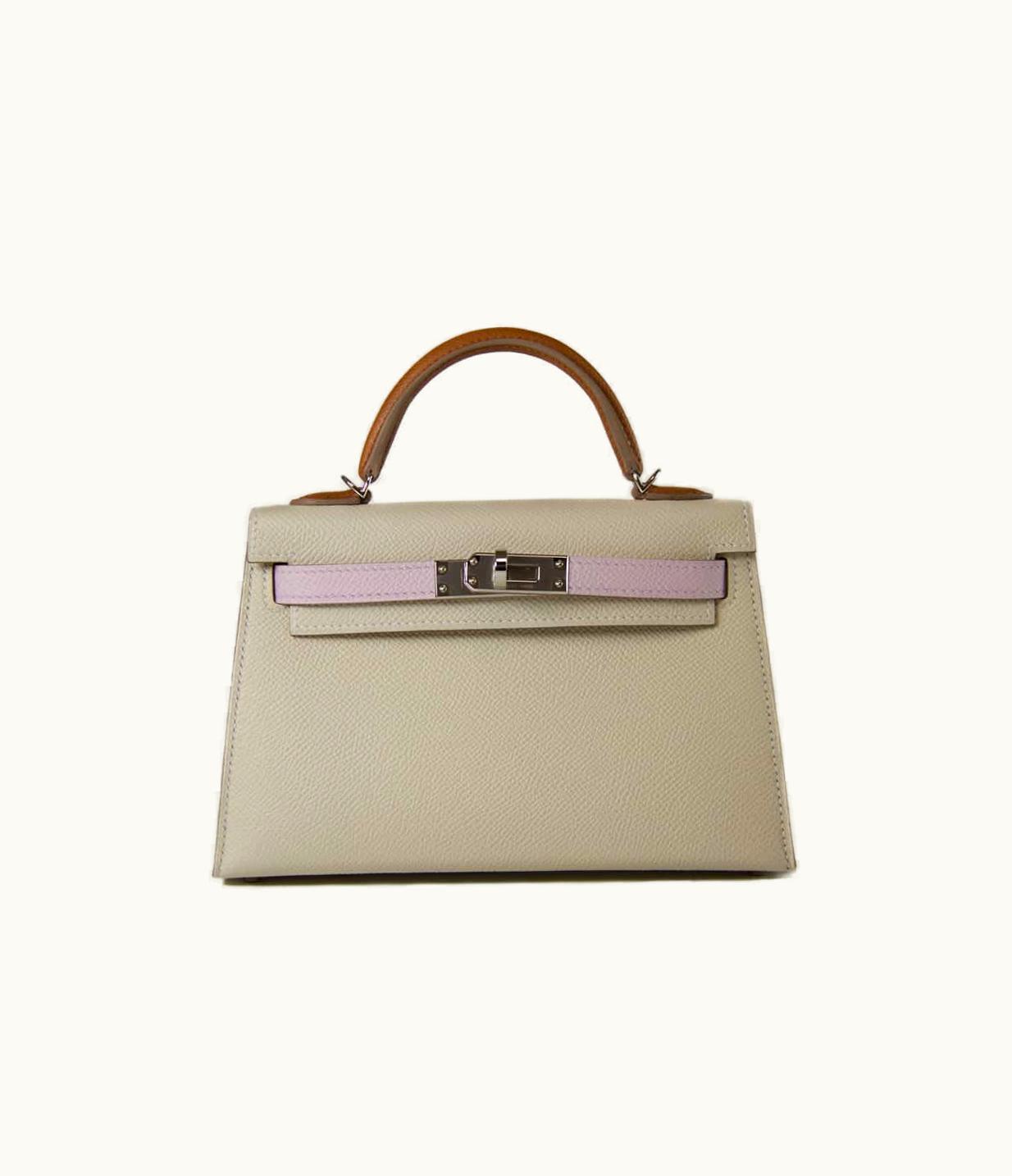 Hermès Hermès Kelly 20cm Mini - Mauve Pale - Swift - Retourne - Gold (GHW)