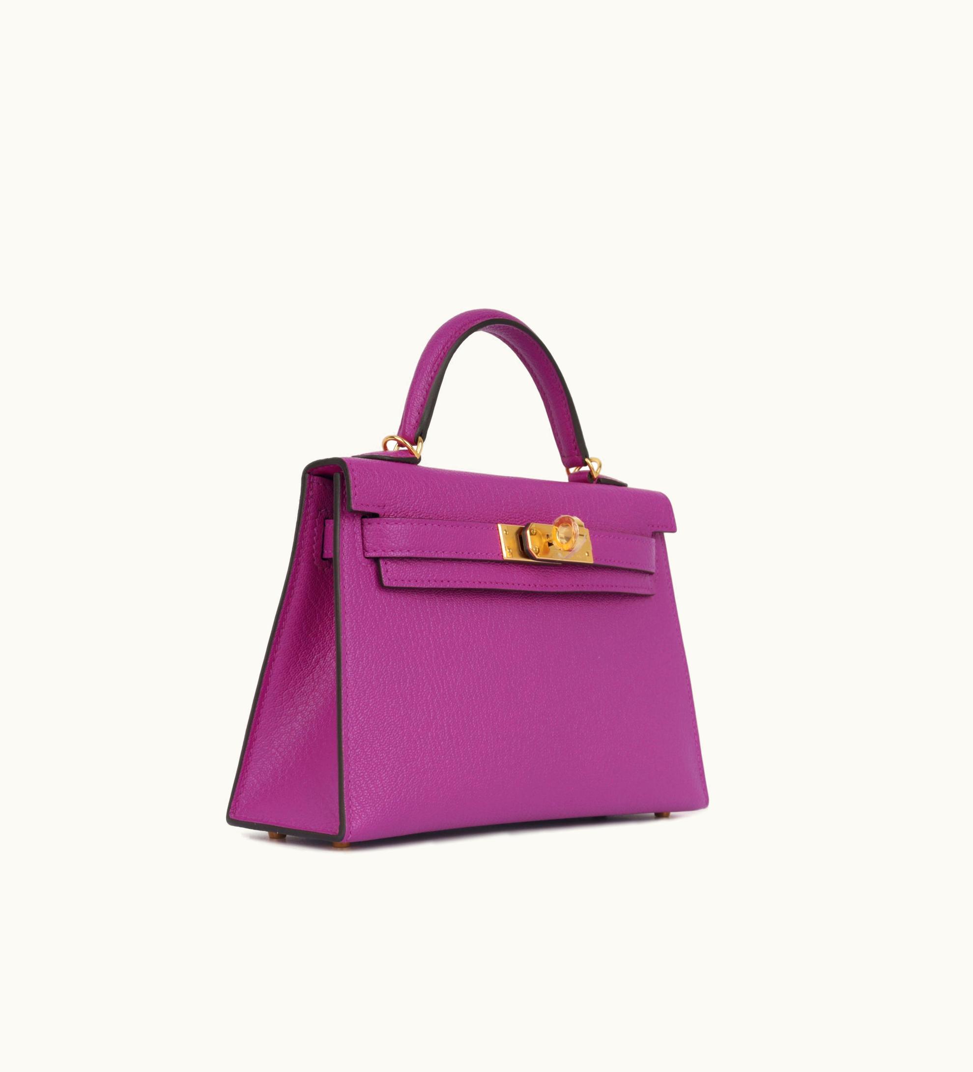Hermès Hermès Kelly 20cm Mini - Rose Pourpre - Epsom - Sellier - Gold (GHW)