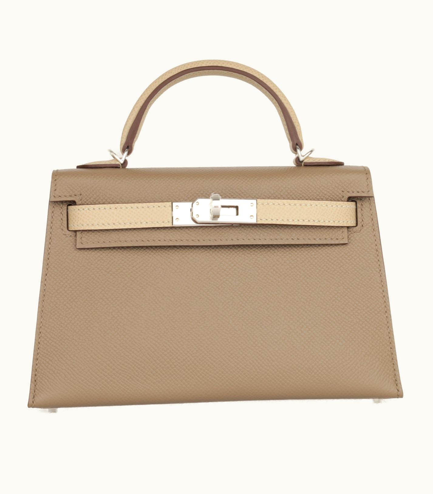 Hermès Hermès Kelly 20cm Mini - Etoupe - Epsom - Retourne - Palladium (PHW)