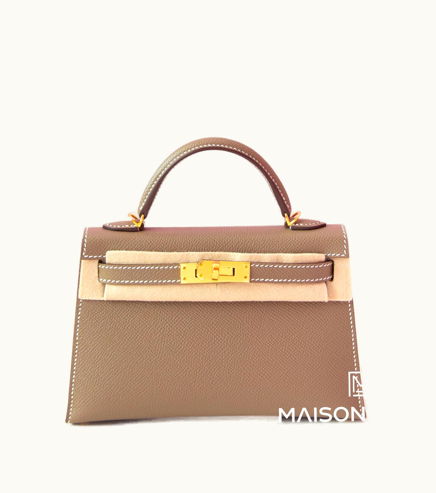 Hermès Hermès Kelly 20cm Mini - Etoupe - Swift - Retourne - Gold (GHW)
